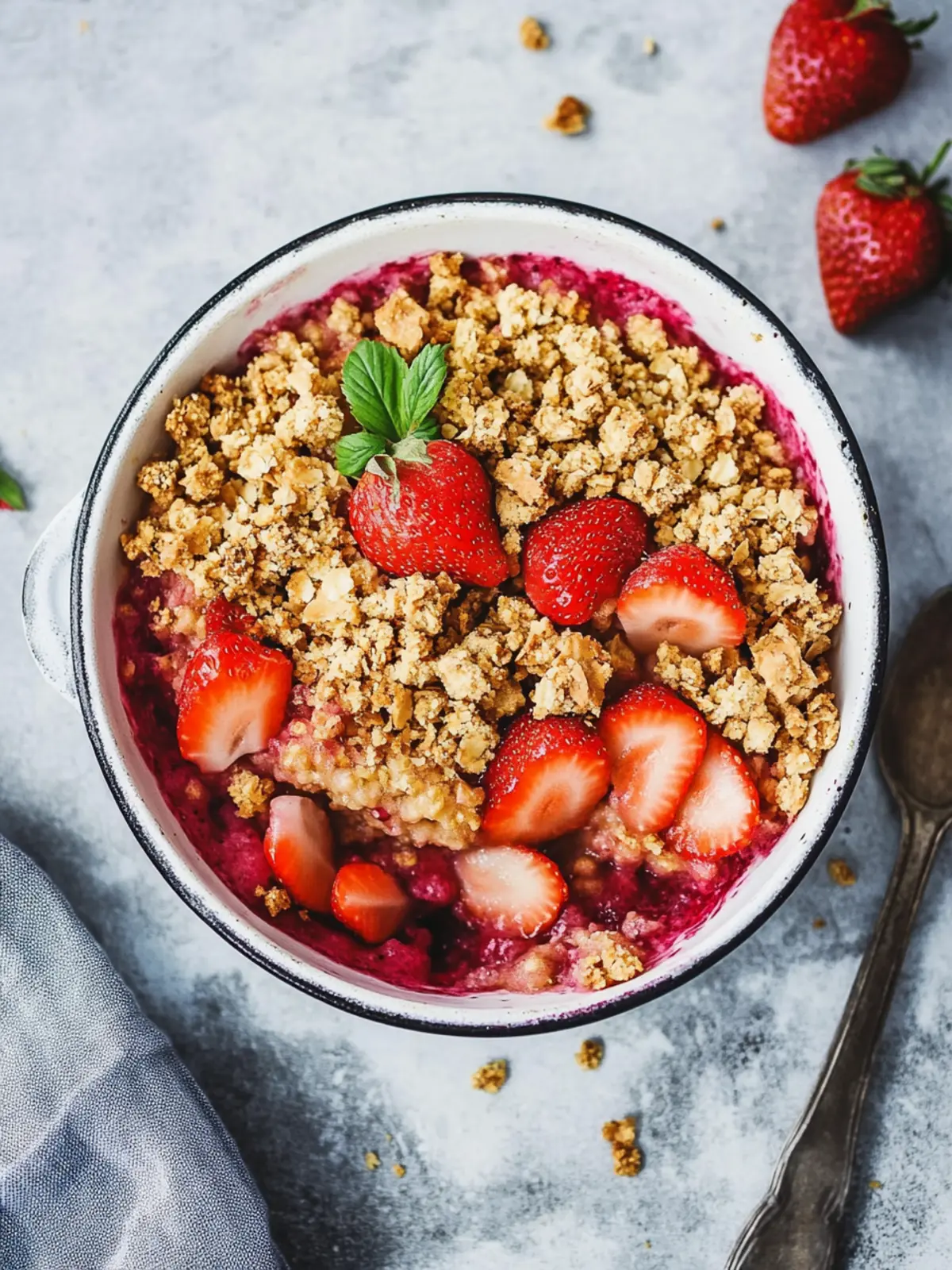 Erdbeer-Rhabarber-Crumble: Fruchtiger Genuss in 20 Minuten 4 Erdbeer-Rhabarber-Crumble