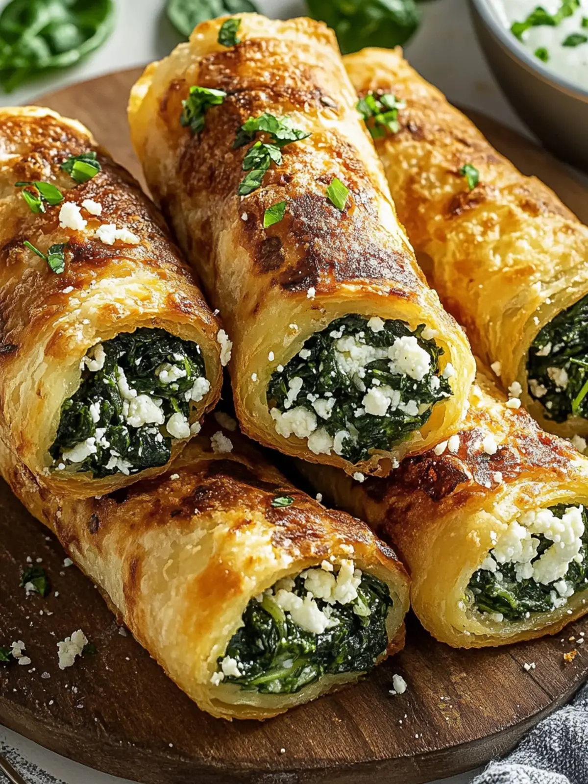 Knusprige Spinat-Feta-Air-Fryer-Egg Rolls für gesunde Snacks 4 Knusprige Spinat-Feta-Air-Fryer-Egg Rolls