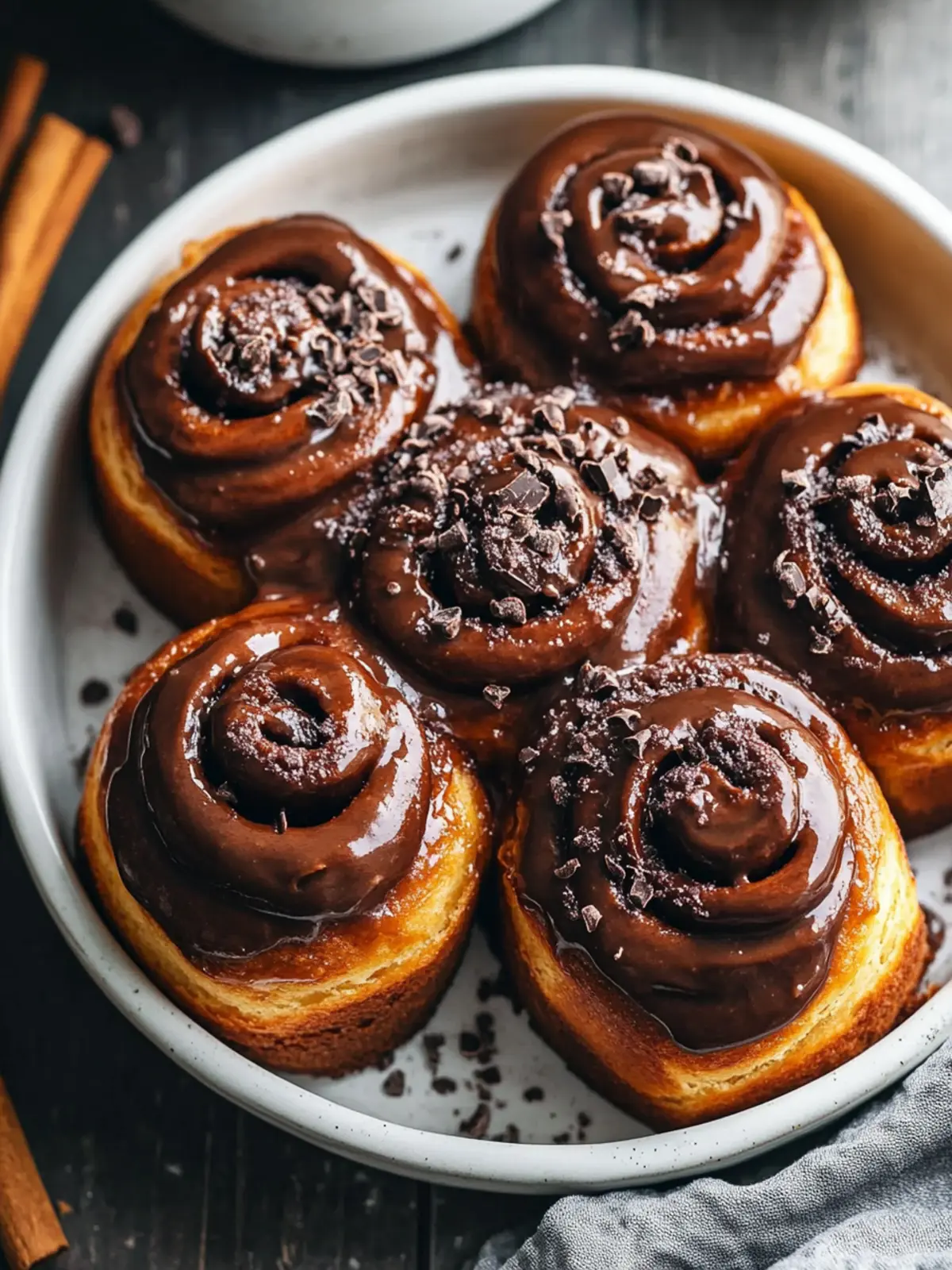 Unwiderstehliche Schoko-Zimtschnecken mit cremiger Fudge-Glasur 5 Unwiderstehliche Schoko-Zimtschnecken mit cremiger Fudge-Glasur