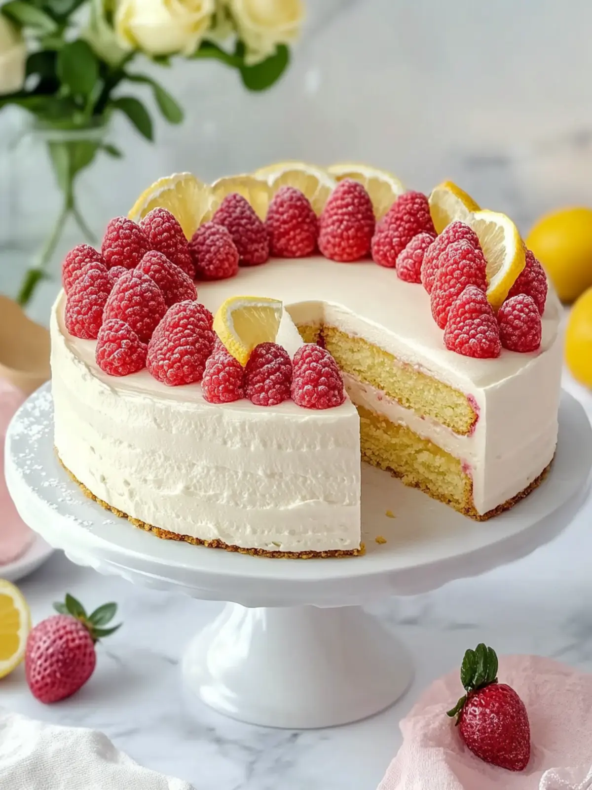 Hausgemachter Erdbeerkuchen mit Zitronencreme