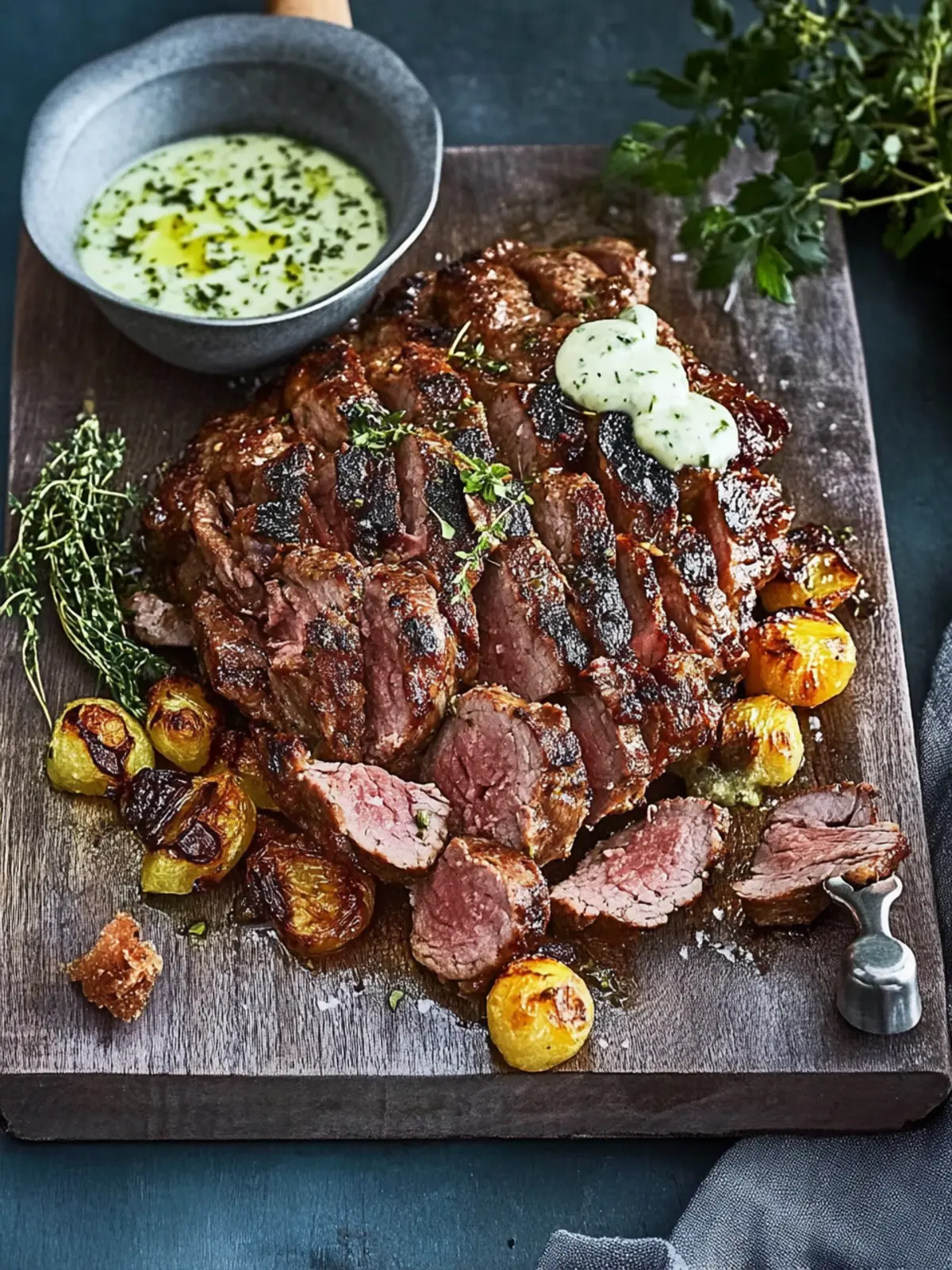 Gefächerter Kebab-Braten mit knusprigen Rosmarinkartoffeln 4 Gefächerter Kebab-Braten mit Rosmarinkartoffeln