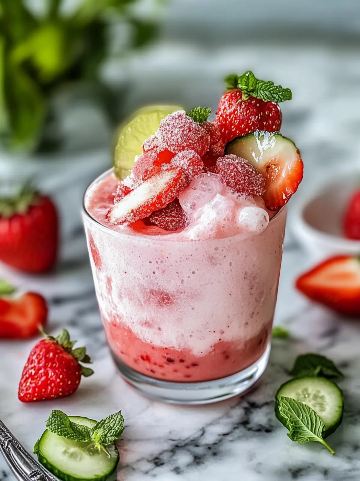 Refreshing Brazilian lemonade with strawberries