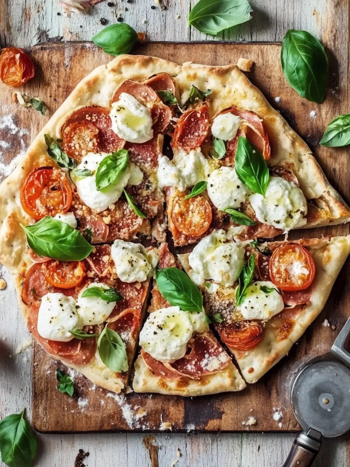 Pinsa mit Feigen, Büffelmozzarella und Schinken für Feinschmecker 2 Pinsa mit Feigen, Büffelmozzarella und Schinken