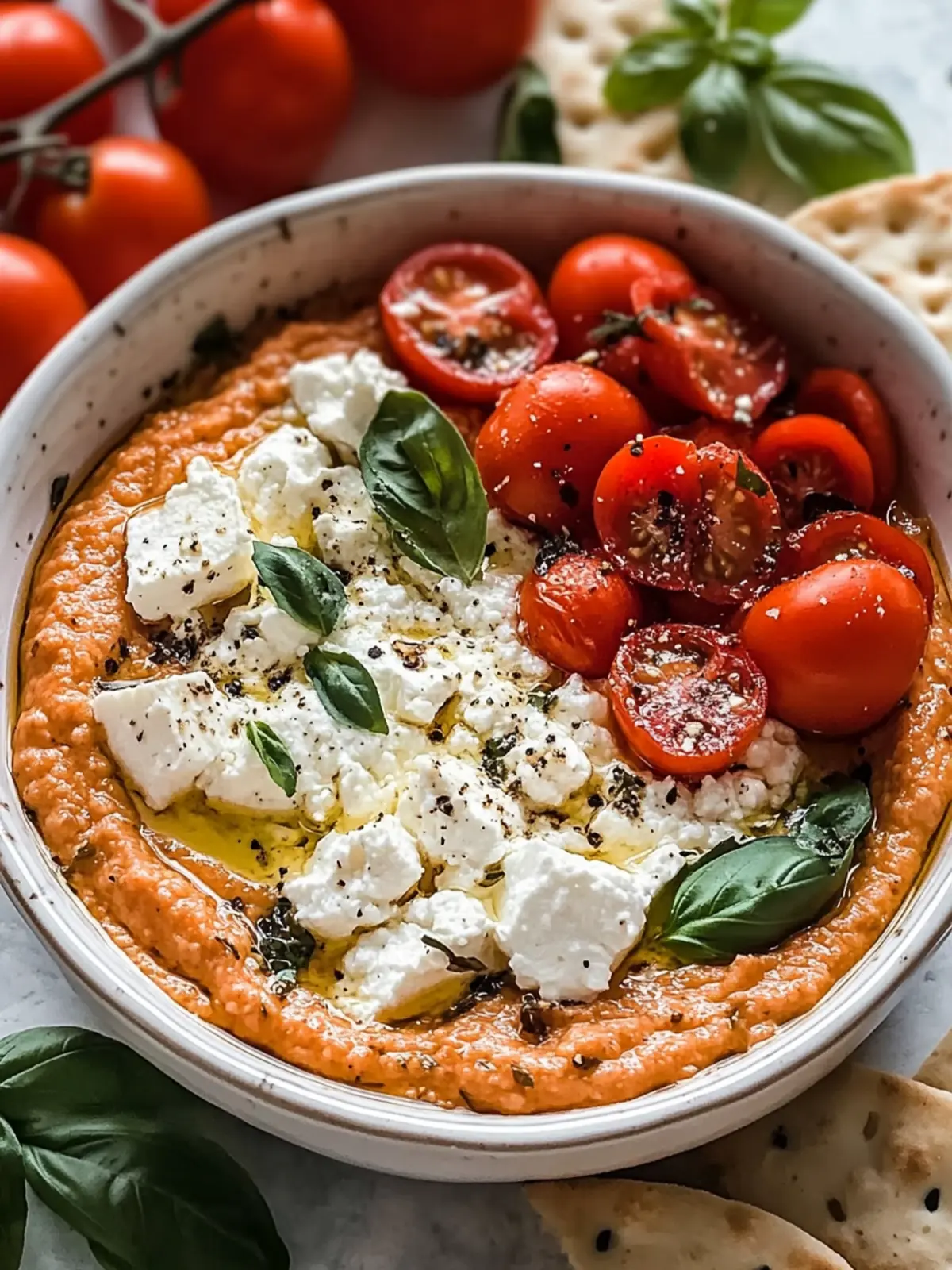 Schneller Tomaten Feta Dip – Dein cremiger Party-Hit 4 Schneller Tomaten Feta Dip