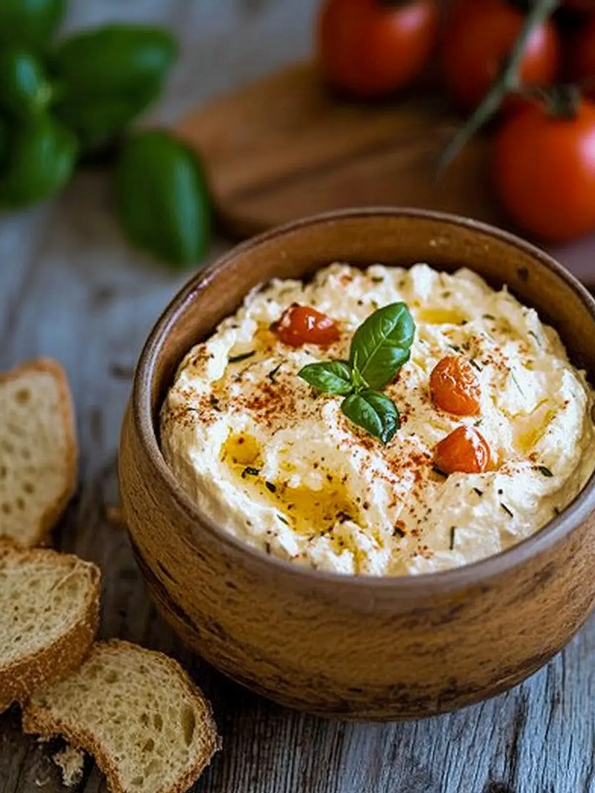 Feta-Quark-Dip mit getrockneten Tomaten für kreative Snacks 4 Feta-Quark-Dip mit getrockneten Tomaten