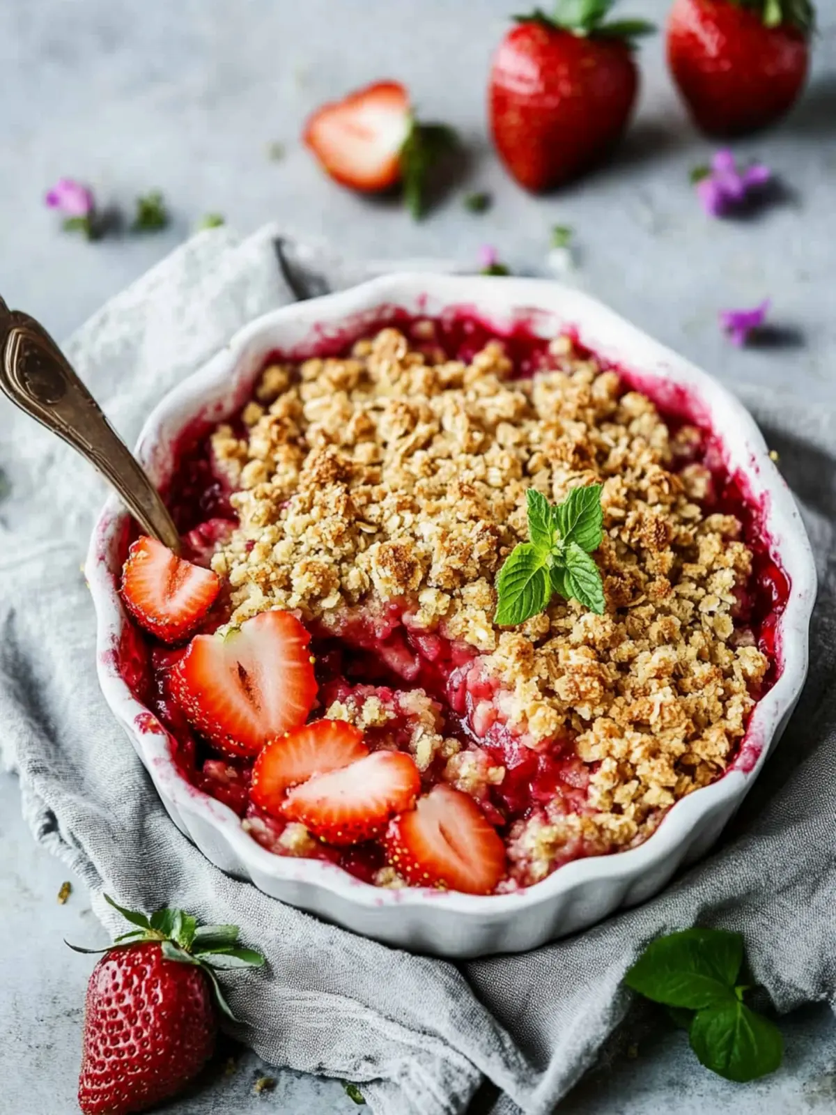 Erdbeer-Rhabarber-Crumble: Fruchtiger Genuss in 20 Minuten 3 Erdbeer-Rhabarber-Crumble