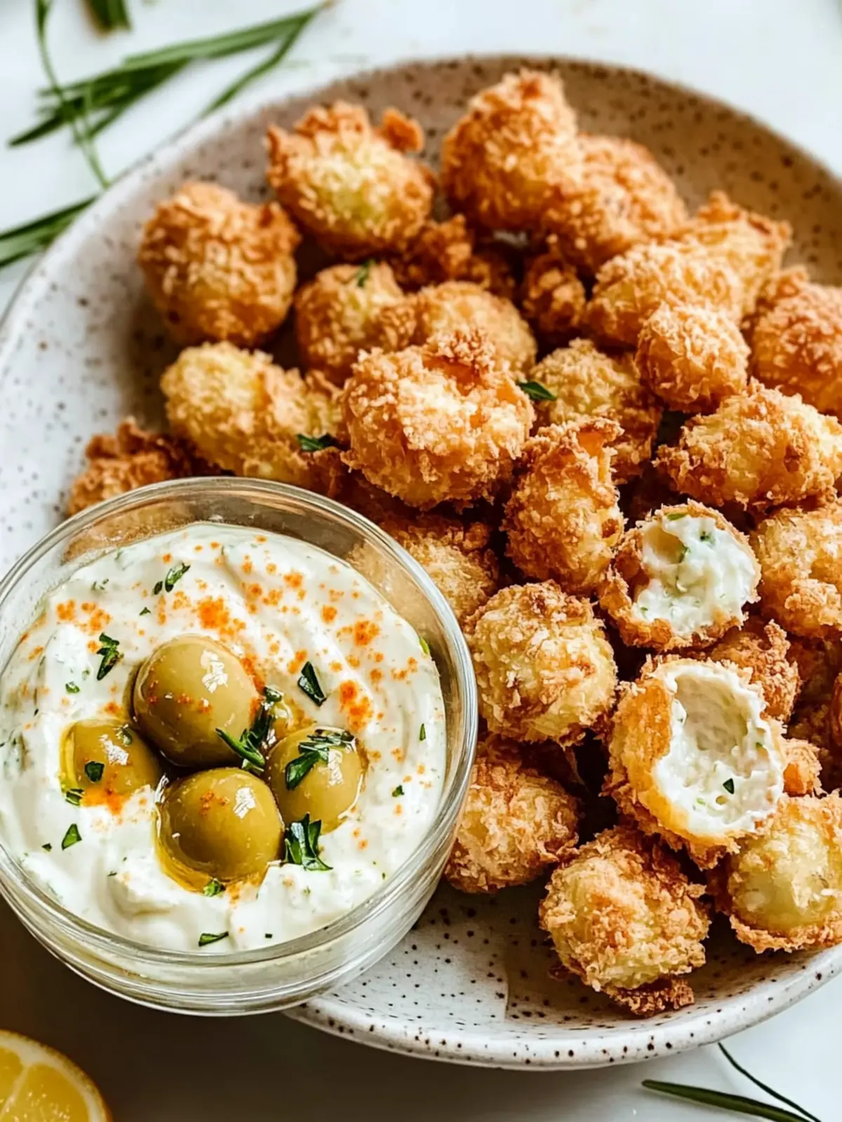 Crispy Pimento-Käse-frittierte Oliven für jede Feier 4 Pimento-Käse-frittierte Oliven