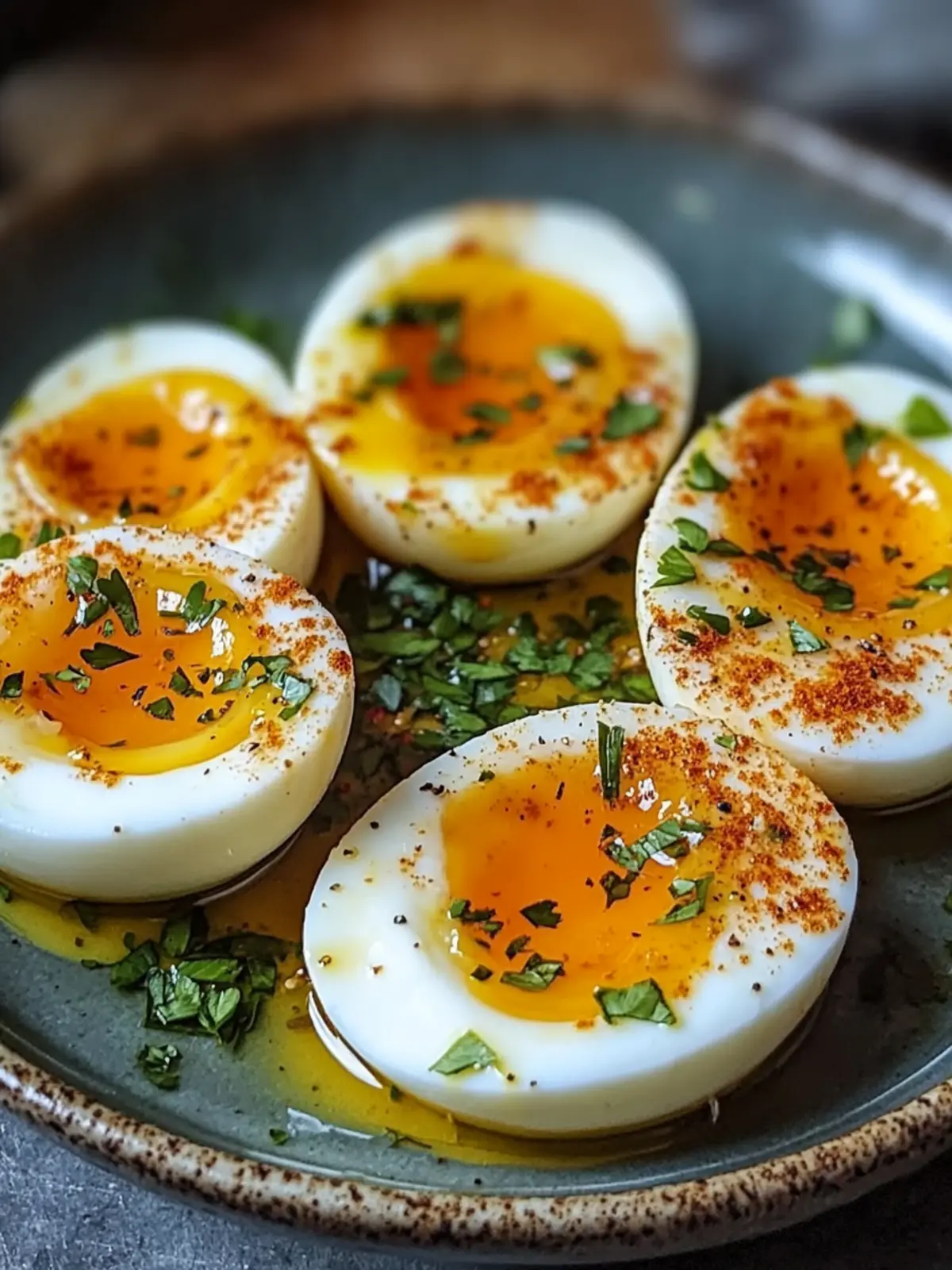 Cajun gekochte Eier mit würziger Knoblauchbutter