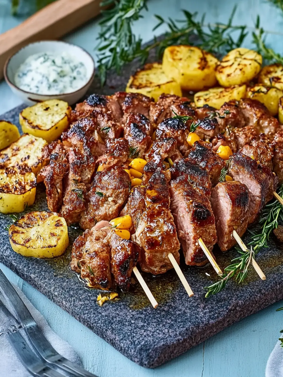 Gefächerter Kebab-Braten mit knusprigen Rosmarinkartoffeln 5 Gefächerter Kebab-Braten mit Rosmarinkartoffeln