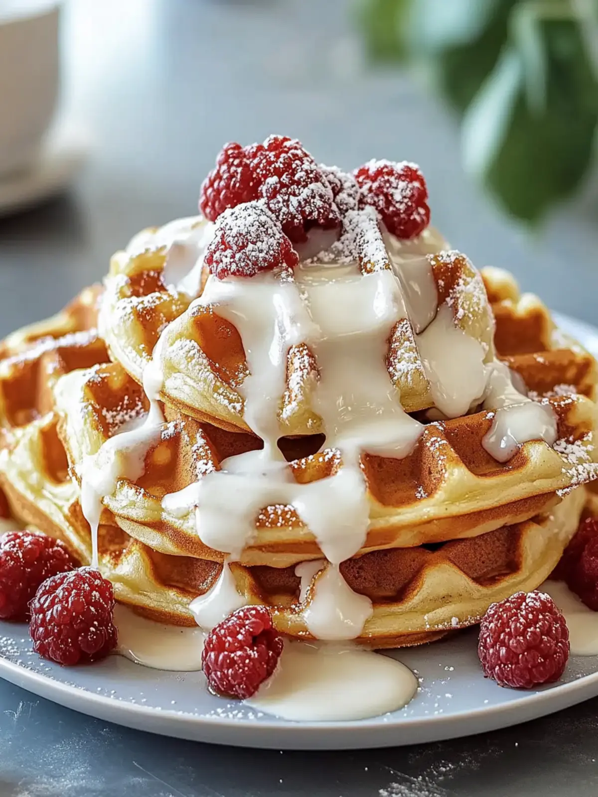 Fluffige Zimtschnecken-Waffeln mit Frischkäse-Glasur genießen 4 Zimtschnecken-Waffeln mit Frischkäse-Glasur