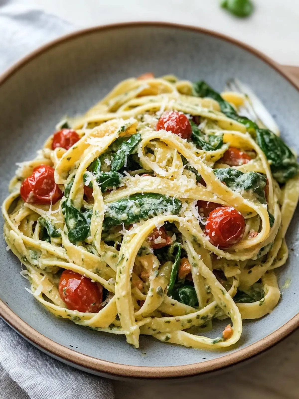 Cremige Spinat-Pasta mit getrockneten Tomaten für ein schnelles Festmahl 3 Creamy spinach pasta with sun-dried tomatoes