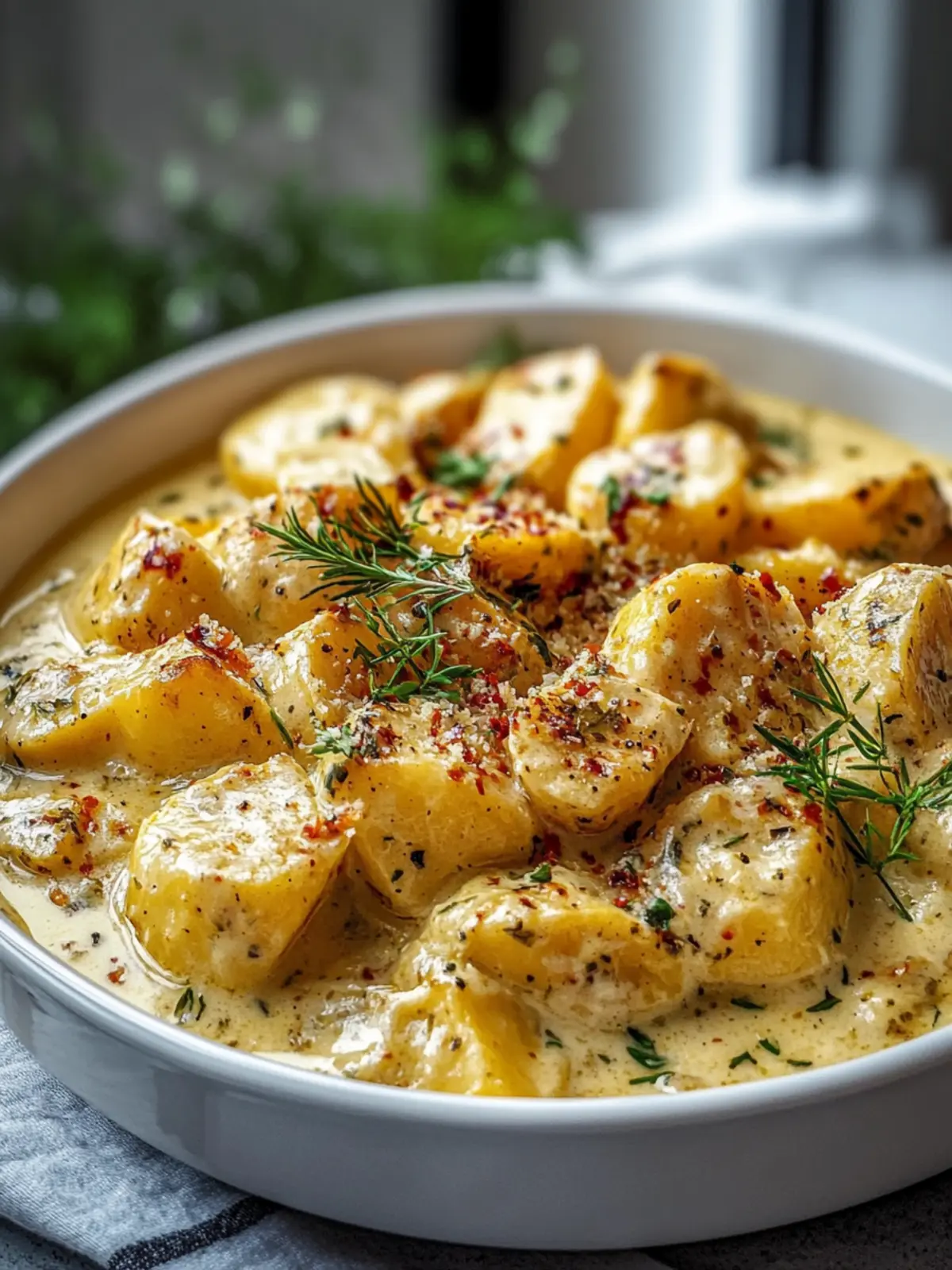 Cremige Knoblauch-Käse Hähnchen-Kartoffeln für Comfort Food Fans 3 Cremige Knoblauch-Käse Hähnchen-Kartoffeln