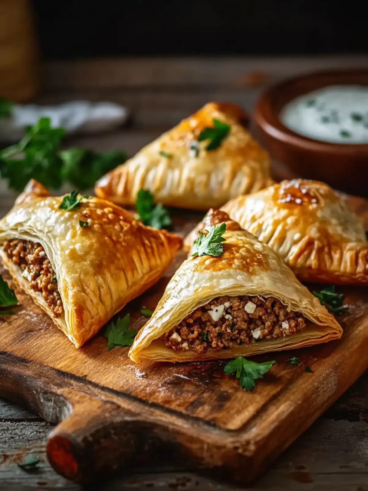 Puff Pastry Pockets mit Hackfleisch und Feta - Einfach Köstlich 3 Puff pastry pockets with ground meat and feta