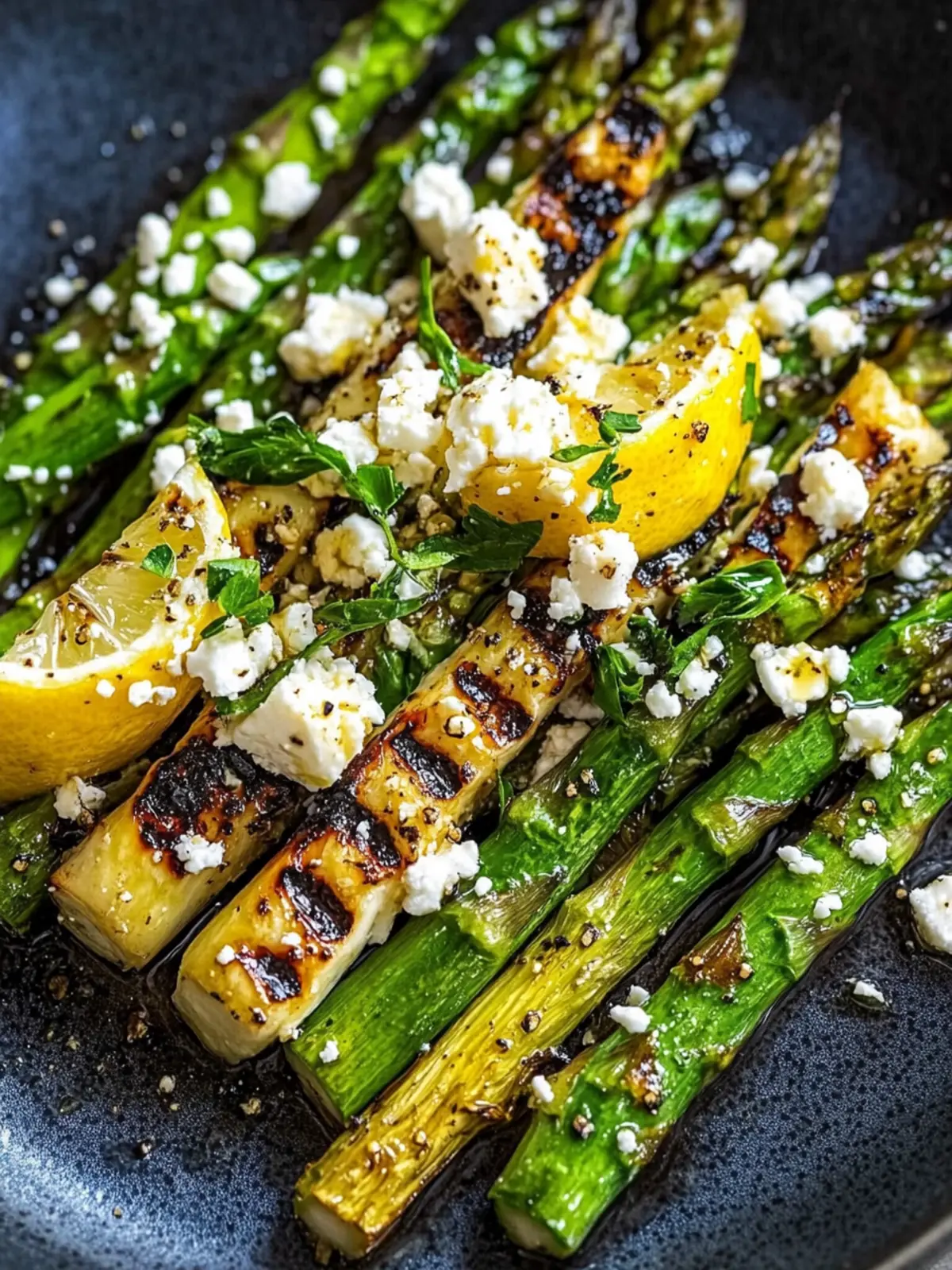 Grilled asparagus with lemon and feta