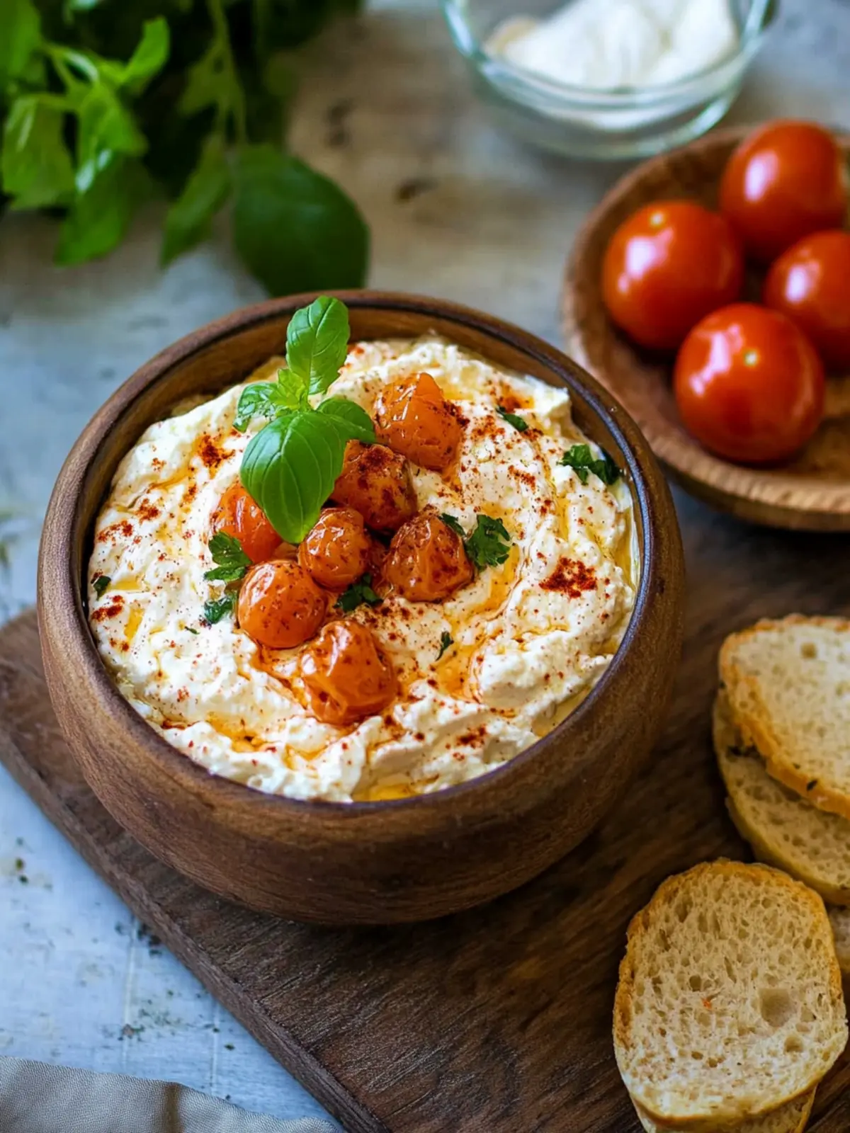 Feta-Quark-Dip mit getrockneten Tomaten für kreative Snacks 3 Feta-Quark-Dip mit getrockneten Tomaten
