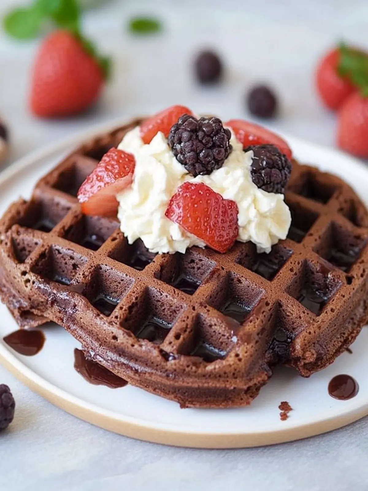 Knusprige Brownie-Waffeln für ein schokoladiges Frühstück 4 Brownie-Waffeln