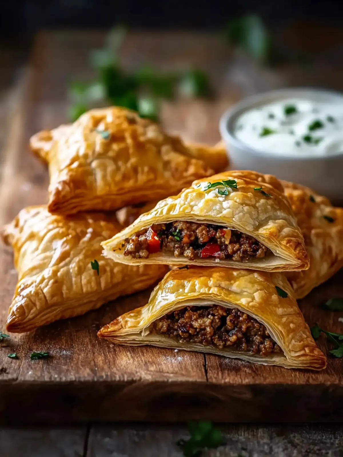 Puff Pastry Pockets mit Hackfleisch und Feta - Einfach Köstlich 2 Puff pastry pockets with ground meat and feta