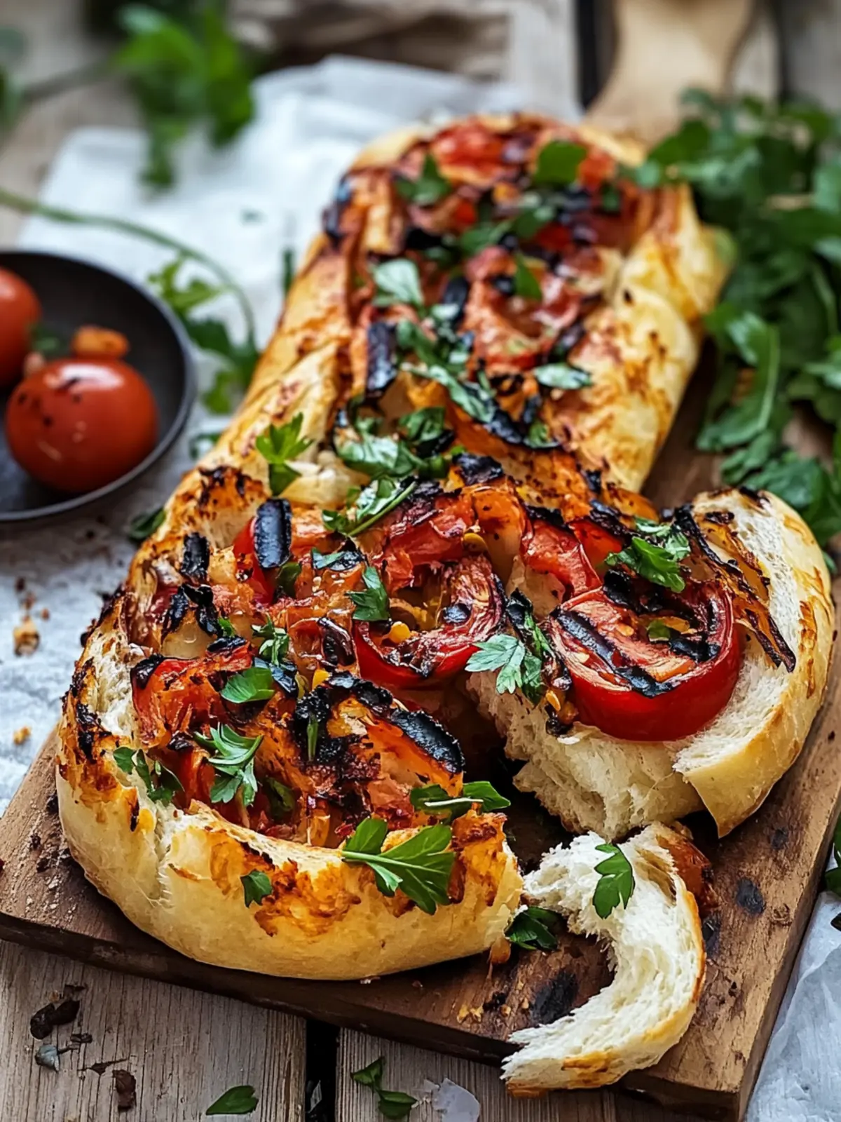 Mediterranes Grillbrot mit Tomaten und Kräutern selber machen 3 Mediterranes Grillbrot