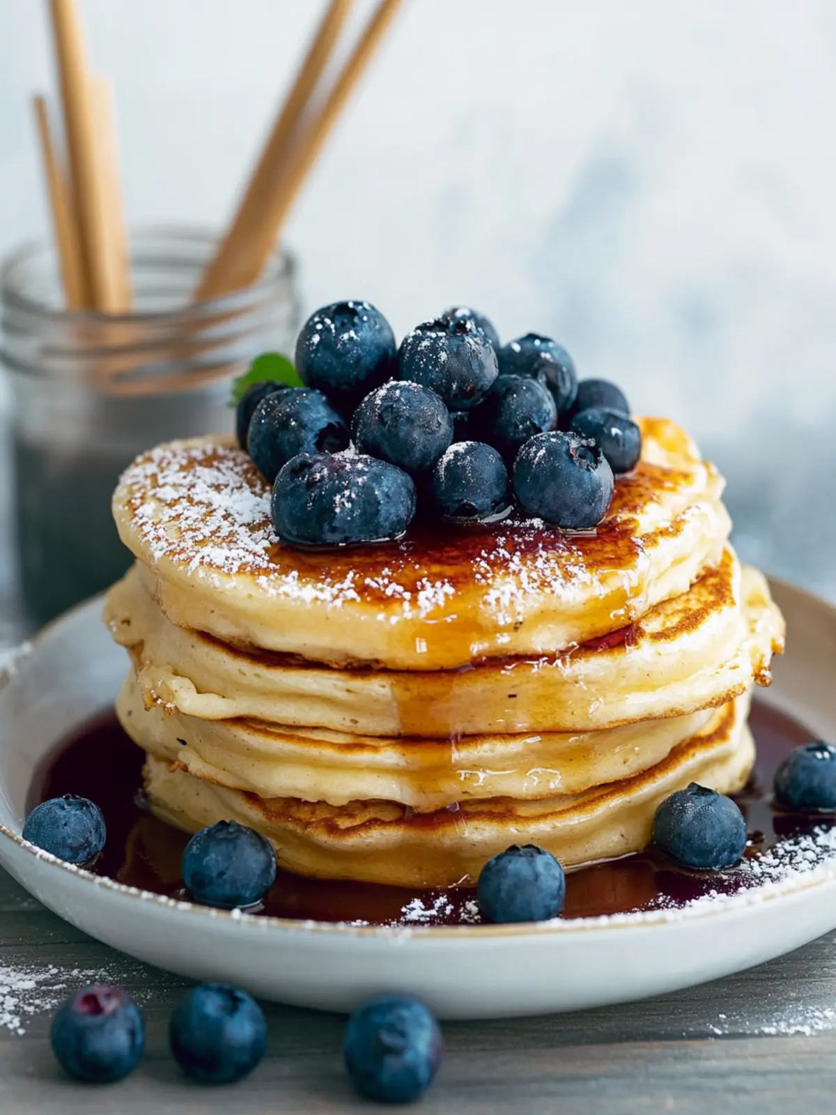 Fluffige Heidelbeer Pfannkuchen mit Sauerrahm für den Genuss 3 Heidelbeer Pfannkuchen mit Sauerrahm