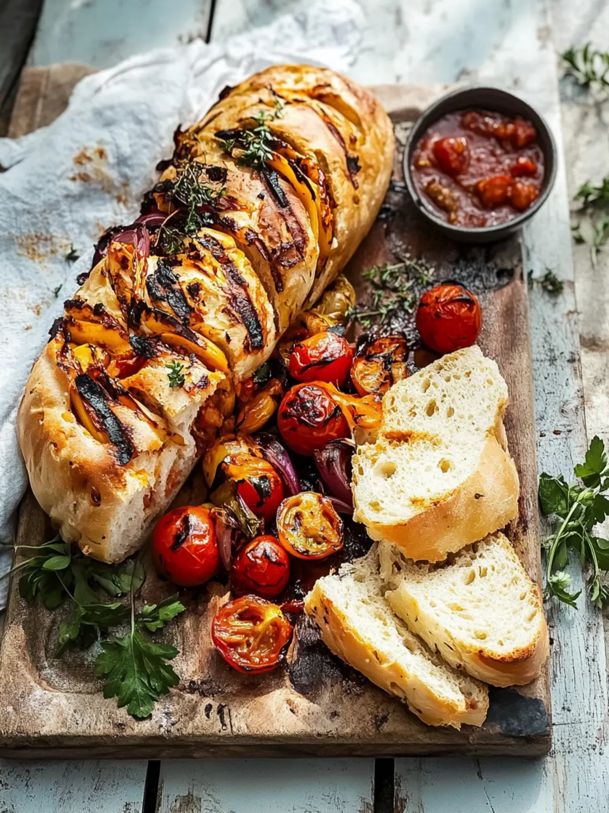 Mediterranes Grillbrot mit Tomaten und Kräutern selber machen 4 Mediterranes Grillbrot