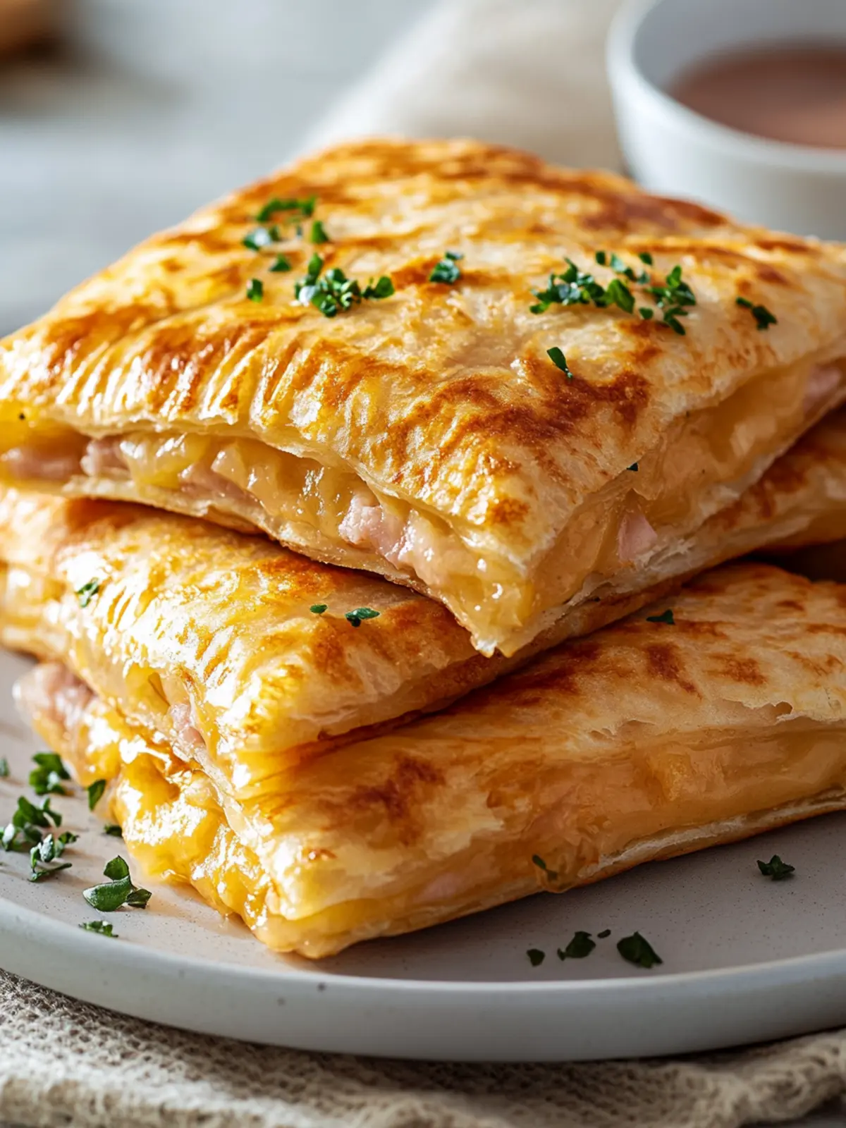 Leckere Schinken-Käse-Taschen im Airfryer in 10 Minuten 5 Schinken-Käse-Taschen im Airfryer