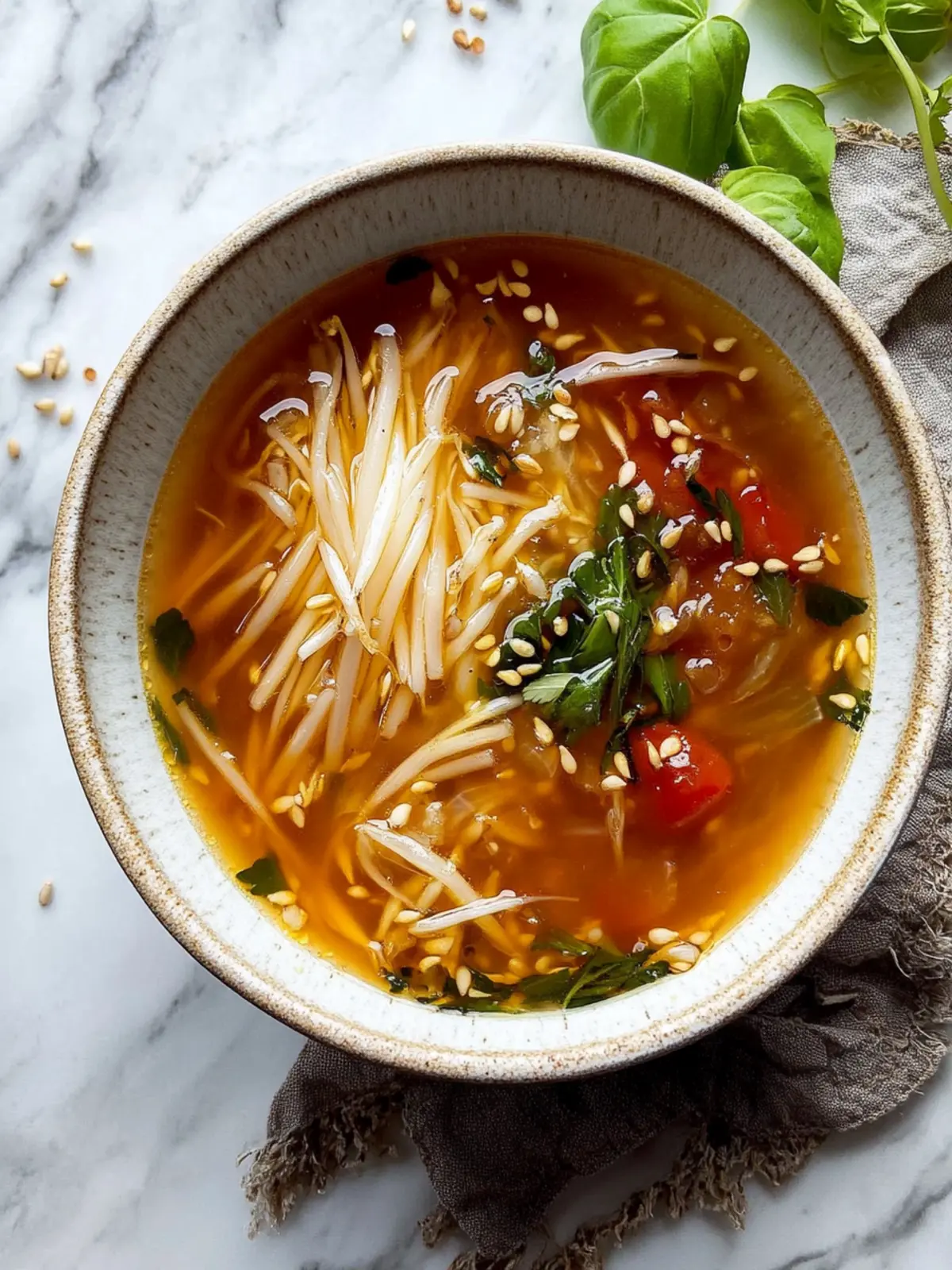 Tomaten Enoki-Pilz Suppe