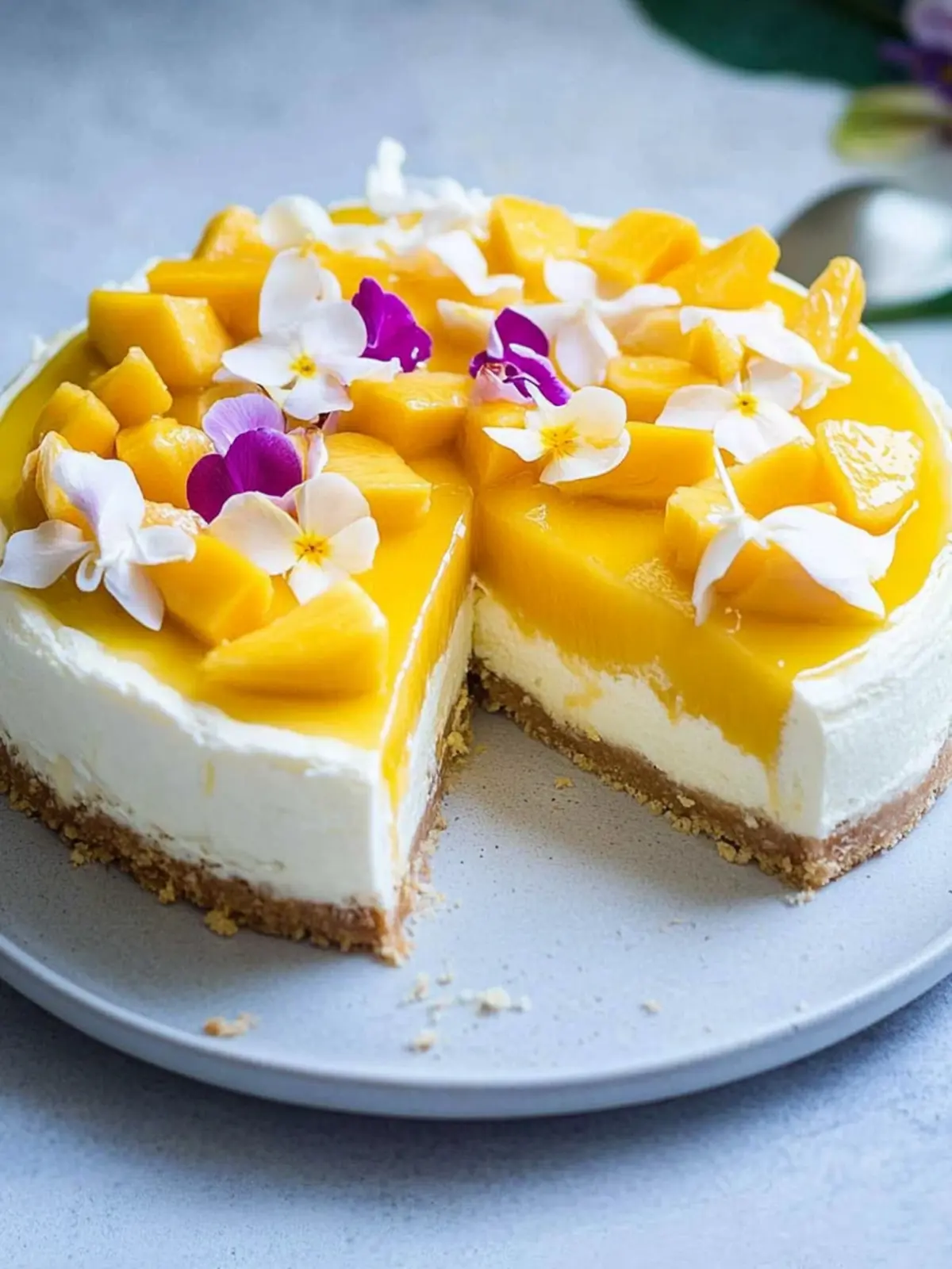 Mango-Torte mit Kokos und Fruchtspiegel für den perfekten Genuss 4 Mango-Torte mit Kokos und Fruchtspiegel