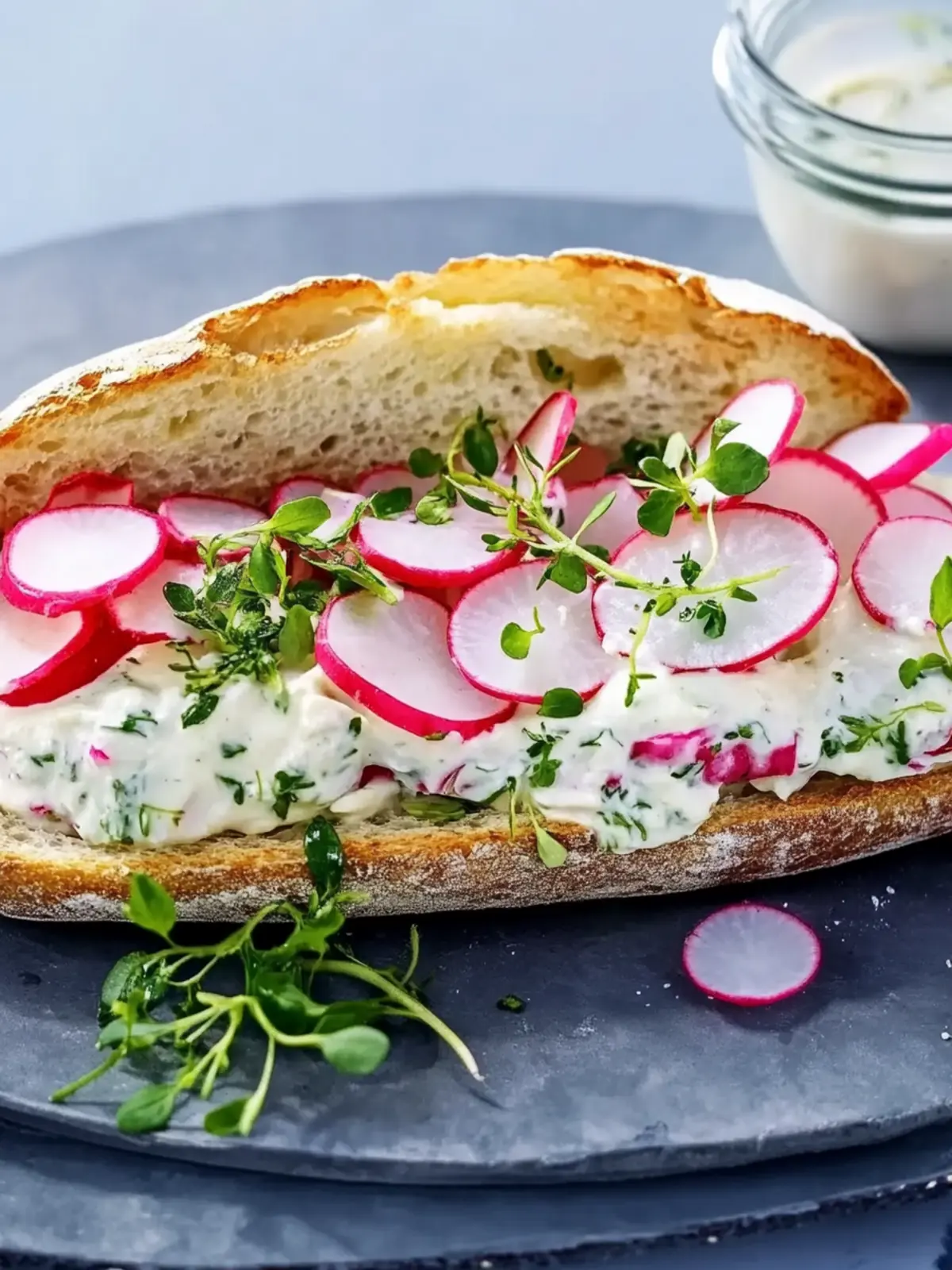 Frischkäse-Sandwich mit Radieschen und Kresse für Genussmomente 3 Frischkäse-Sandwich mit Radieschen und Kresse