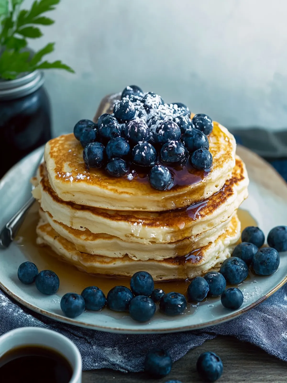 Heidelbeer Pfannkuchen mit Sauerrahm