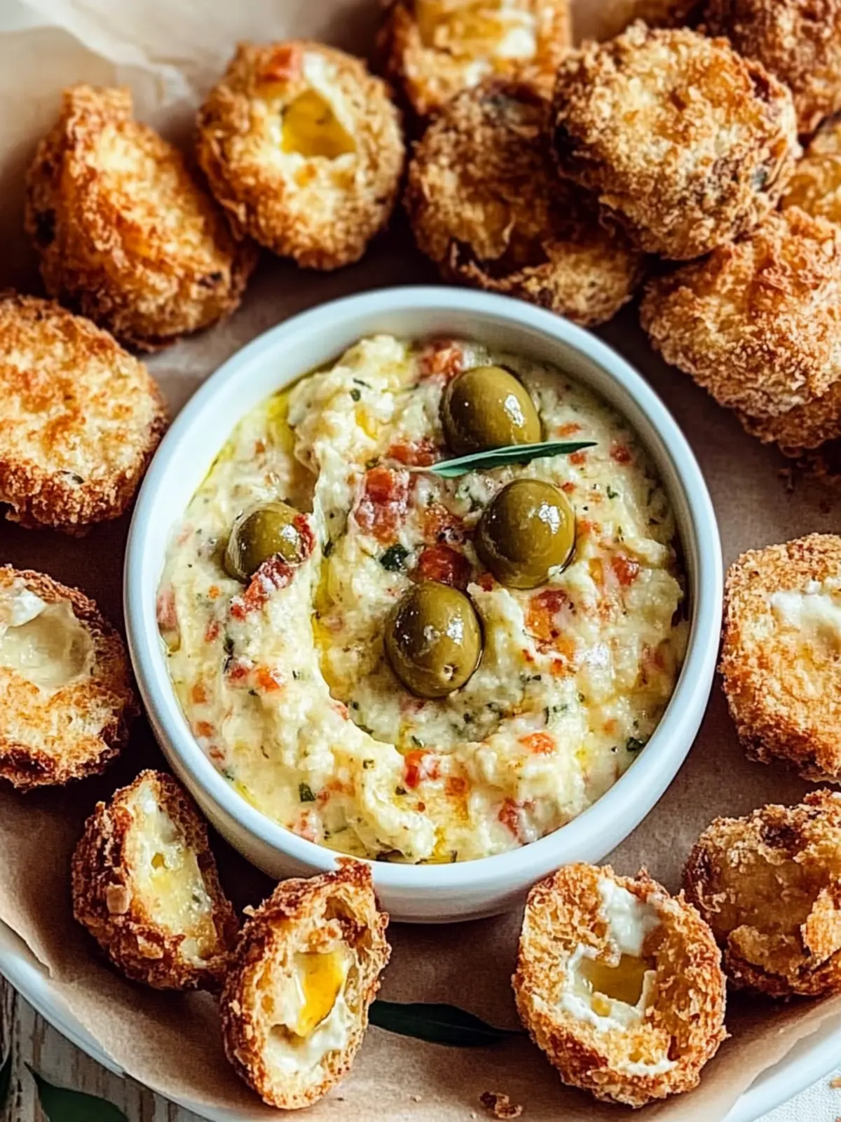 Crispy Pimento-Käse-frittierte Oliven für jede Feier 3 Pimento-Käse-frittierte Oliven