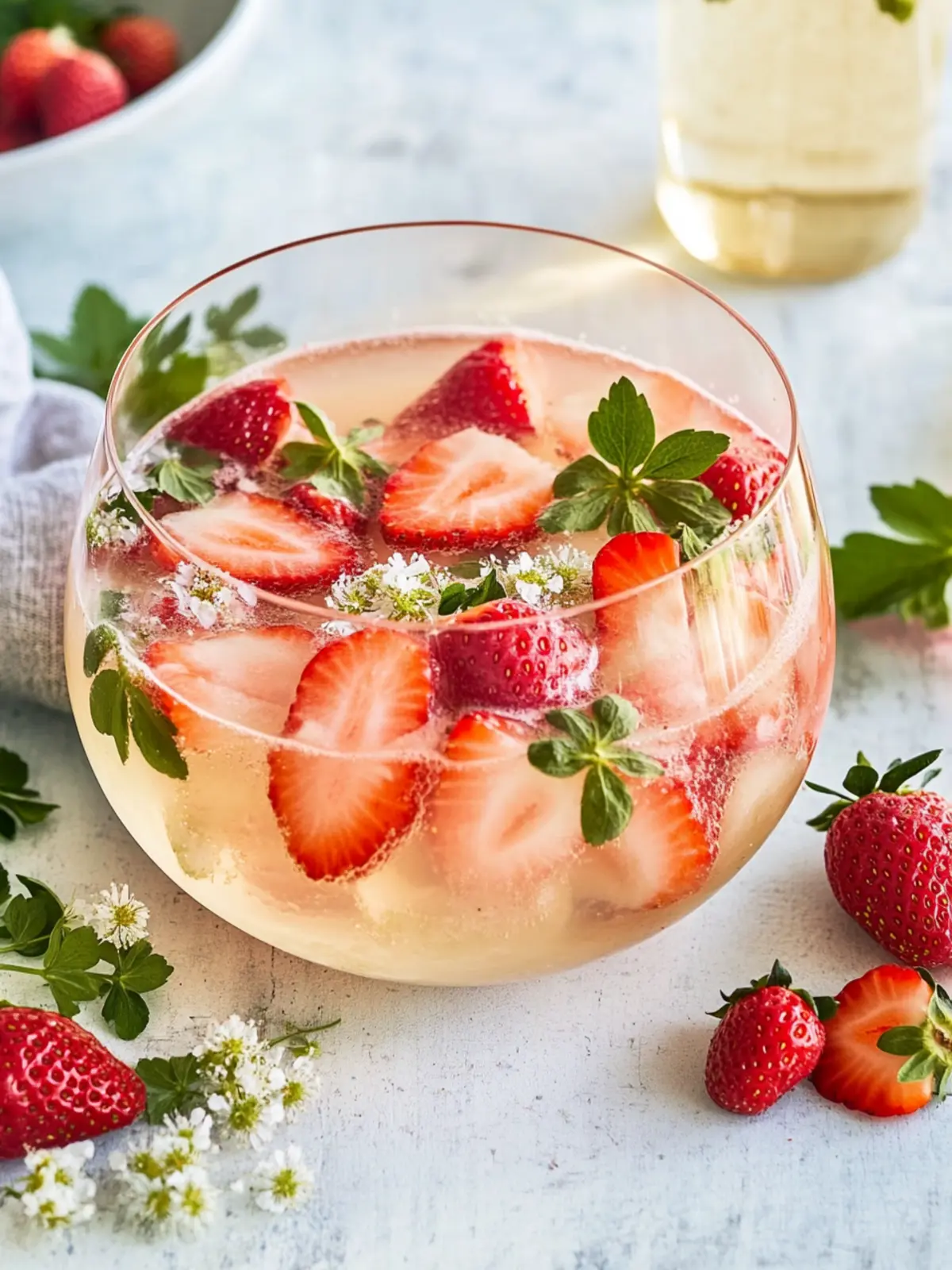 Erfrischende Maibowle mit Erdbeeren und Waldmeister genießen 3 Maibowle with strawberries and woodruff