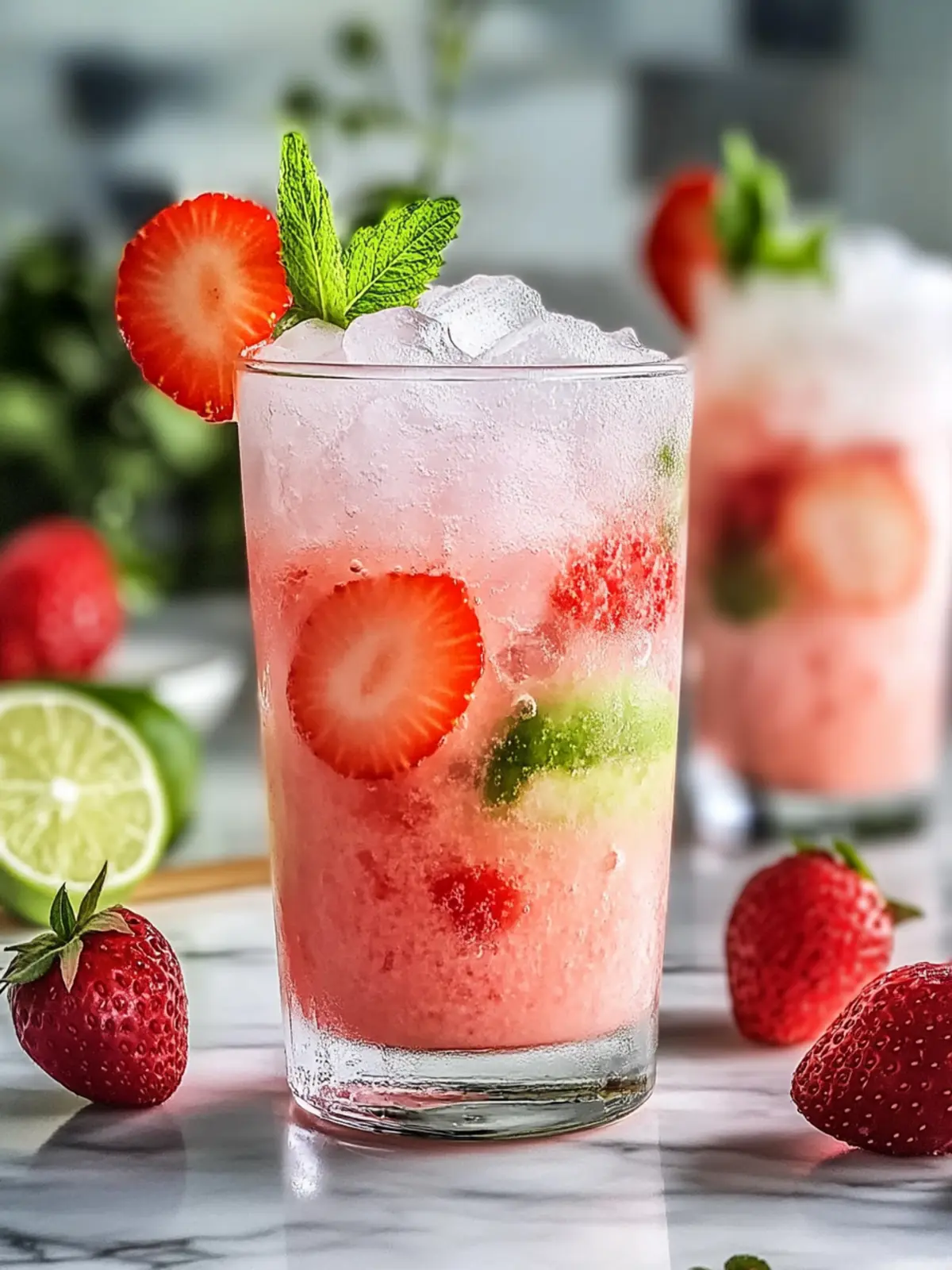 Erfrischende Brasilianische Limade mit Erdbeeren: Sommergenuss! 2 Refreshing Brazilian lemonade with strawberries
