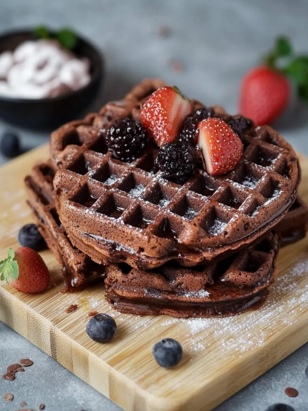 Knusprige Brownie-Waffeln für ein schokoladiges Frühstück 2 Brownie-Waffeln