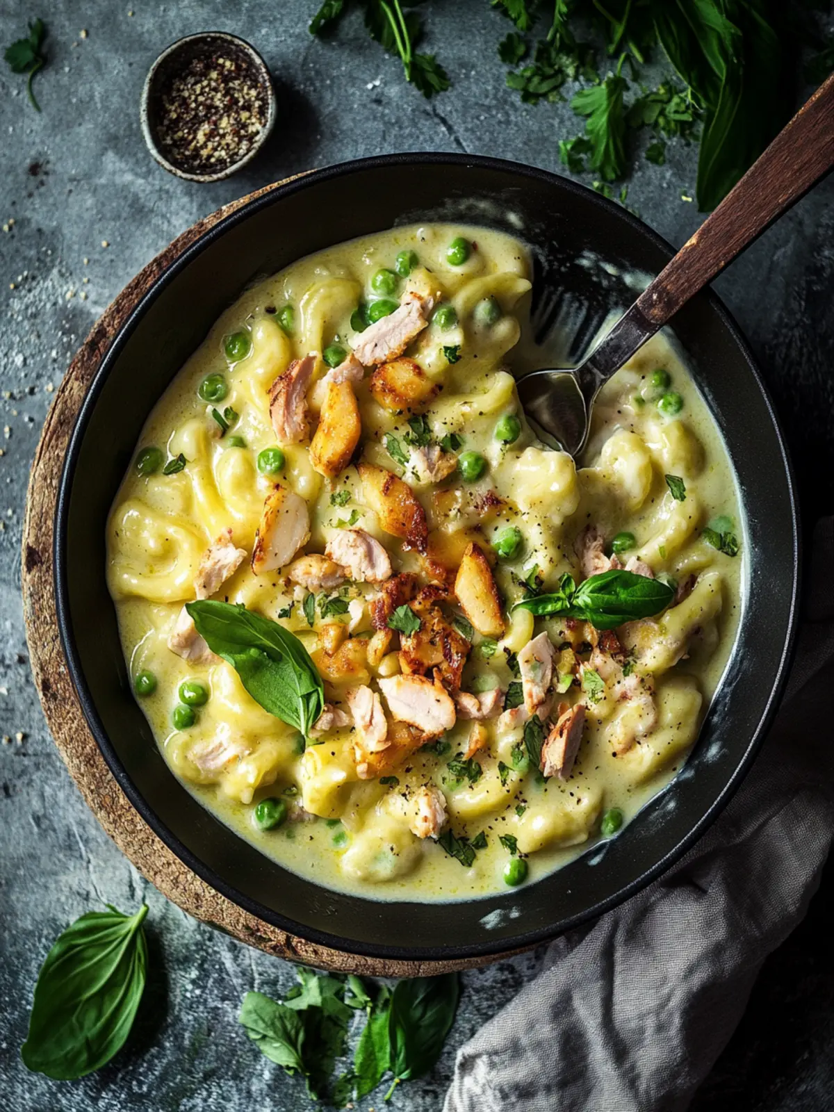 Cremige Spätzle Pfanne mit Hähnchen in Bärlauchrahm genießen 5 Spätzle Pfanne mit Hähnchen in Bärlauchrahm