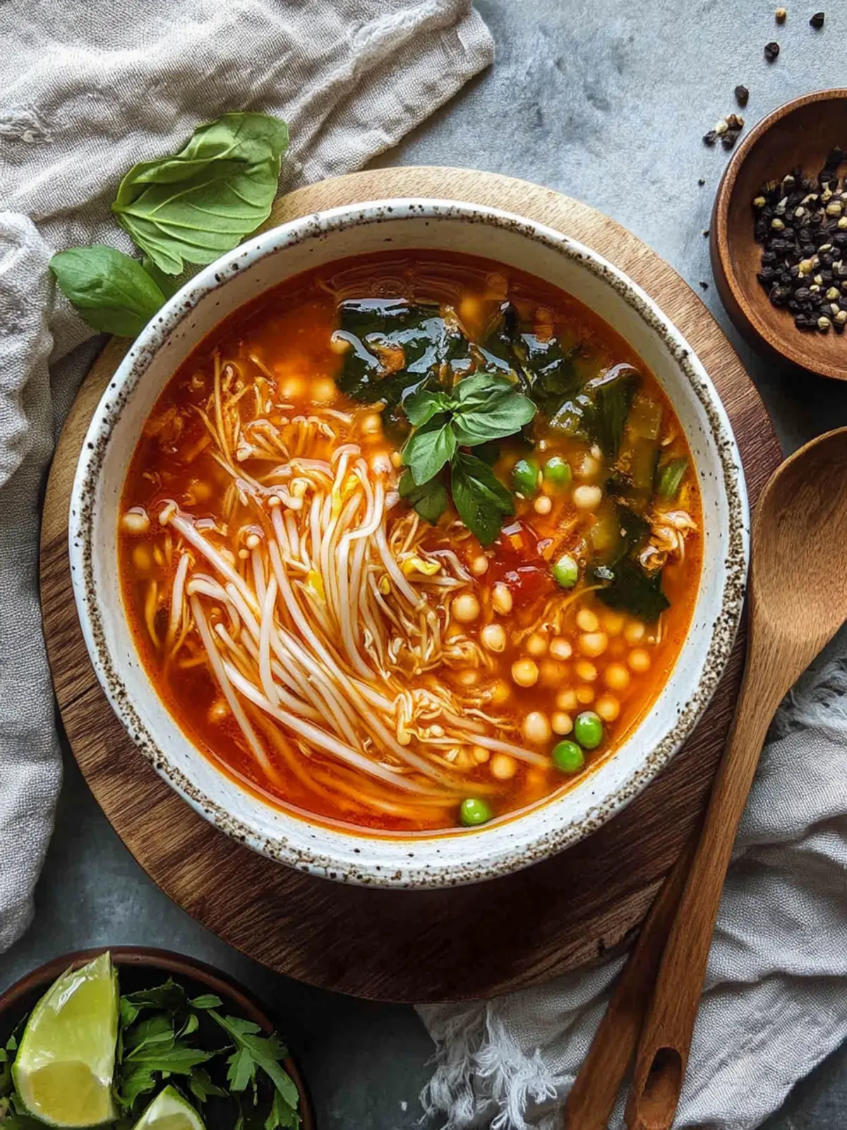 Herzhafte Tomaten Enoki-Pilz Suppe für Wohlfühlmomente 4 Tomaten Enoki-Pilz Suppe