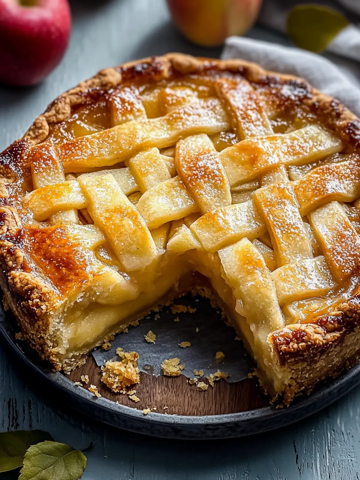 Juicy apple cake with pudding