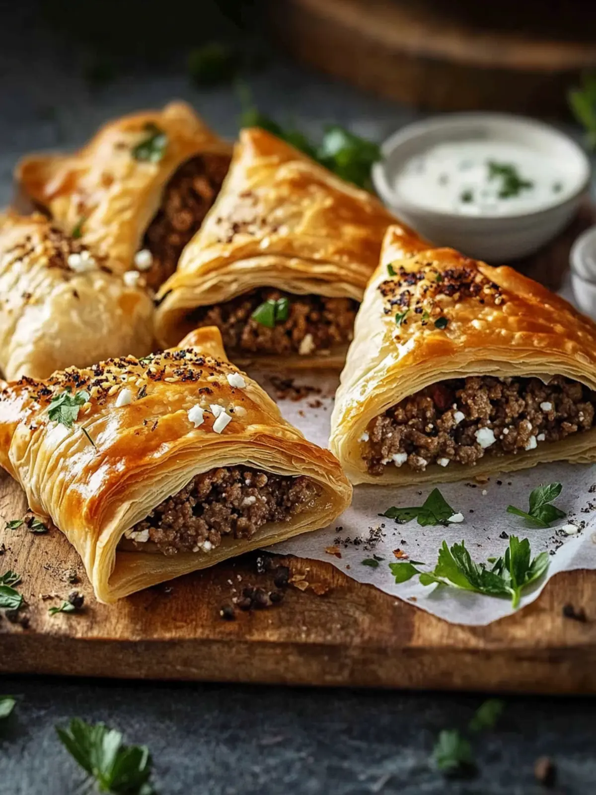 Puff Pastry Pockets mit Hackfleisch und Feta - Einfach Köstlich 4 Puff pastry pockets with ground meat and feta