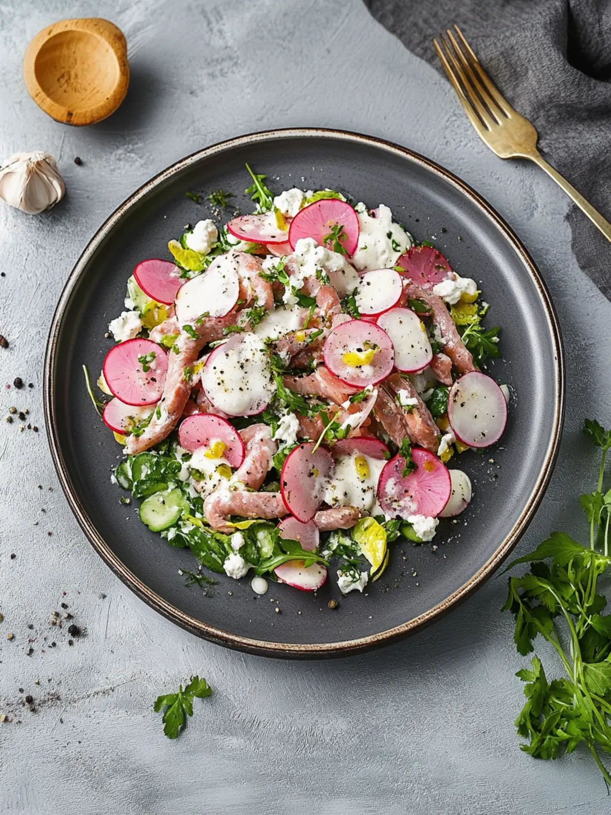 Bayerischer Wurstsalat mit Radieschen: Ein Sommergenuss genießen 4 Bayerischer Wurstsalat mit Radieschen, Rettich und Gewürzgurken