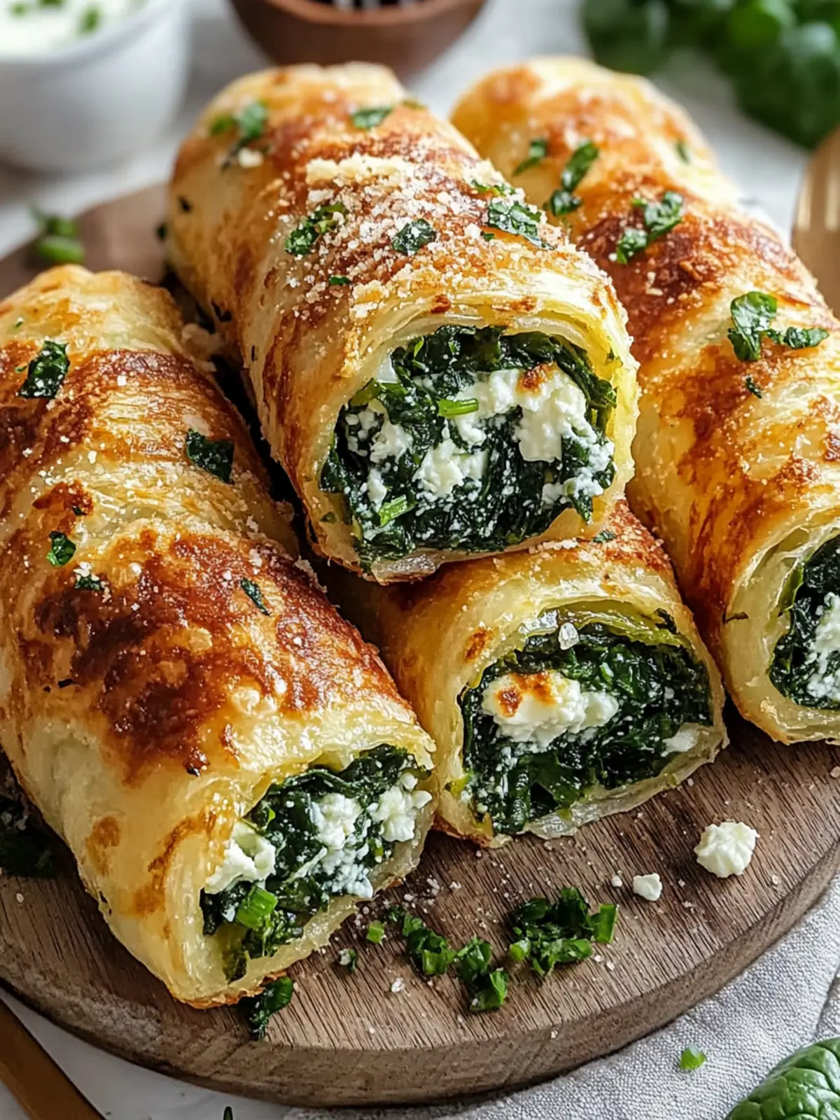 Knusprige Spinat-Feta-Air-Fryer-Egg Rolls