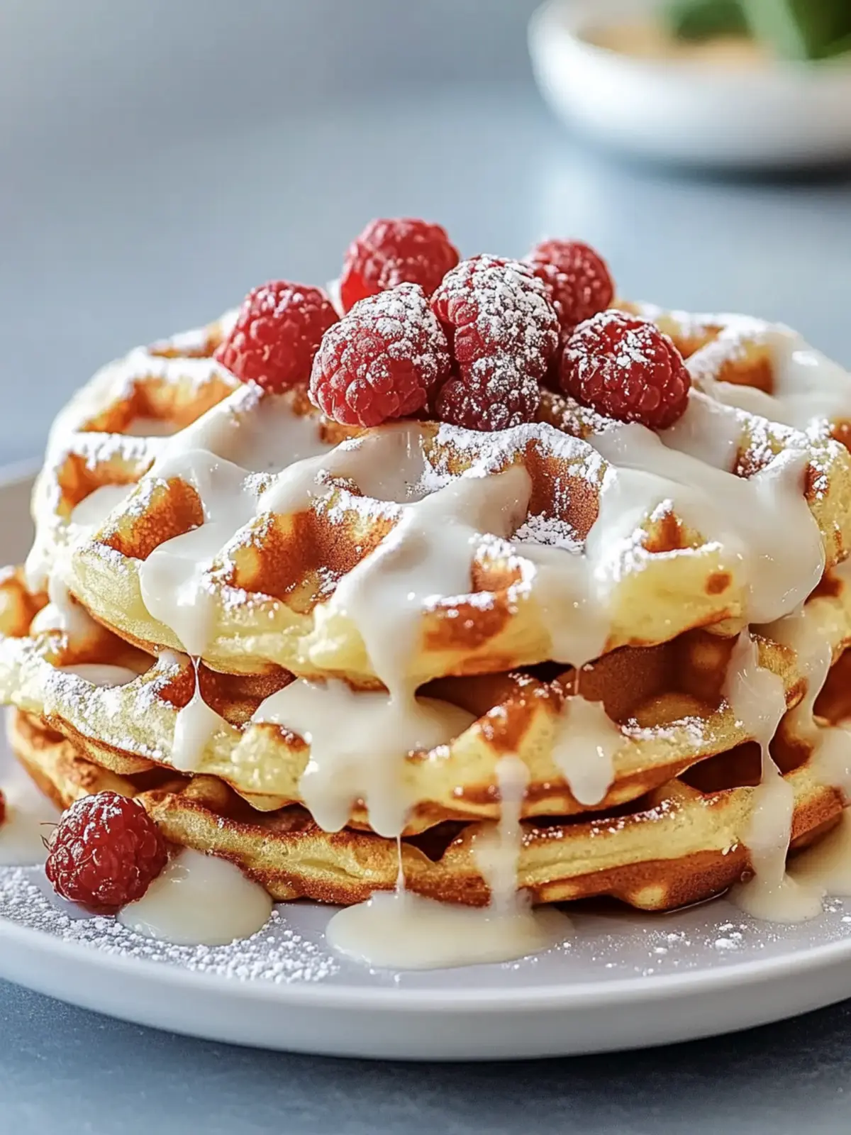 Fluffige Zimtschnecken-Waffeln mit Frischkäse-Glasur genießen 3 Zimtschnecken-Waffeln mit Frischkäse-Glasur