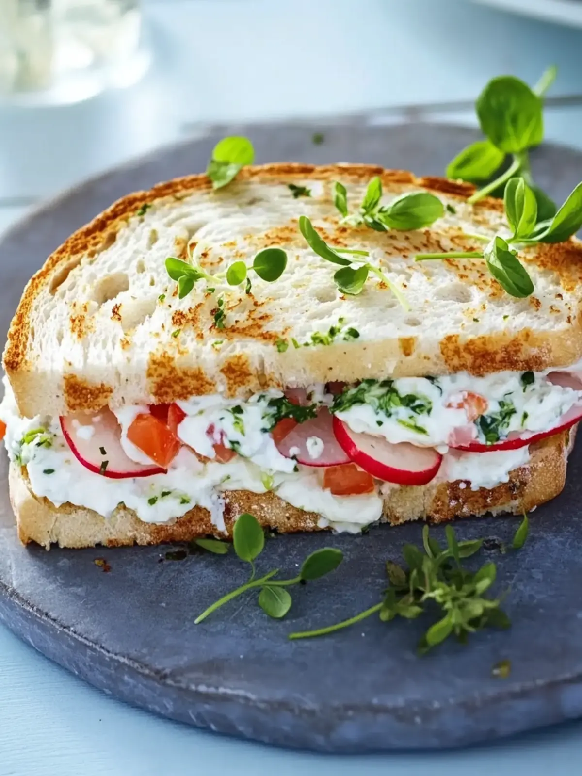 Frischkäse-Sandwich mit Radieschen und Kresse für Genussmomente 4 Frischkäse-Sandwich mit Radieschen und Kresse
