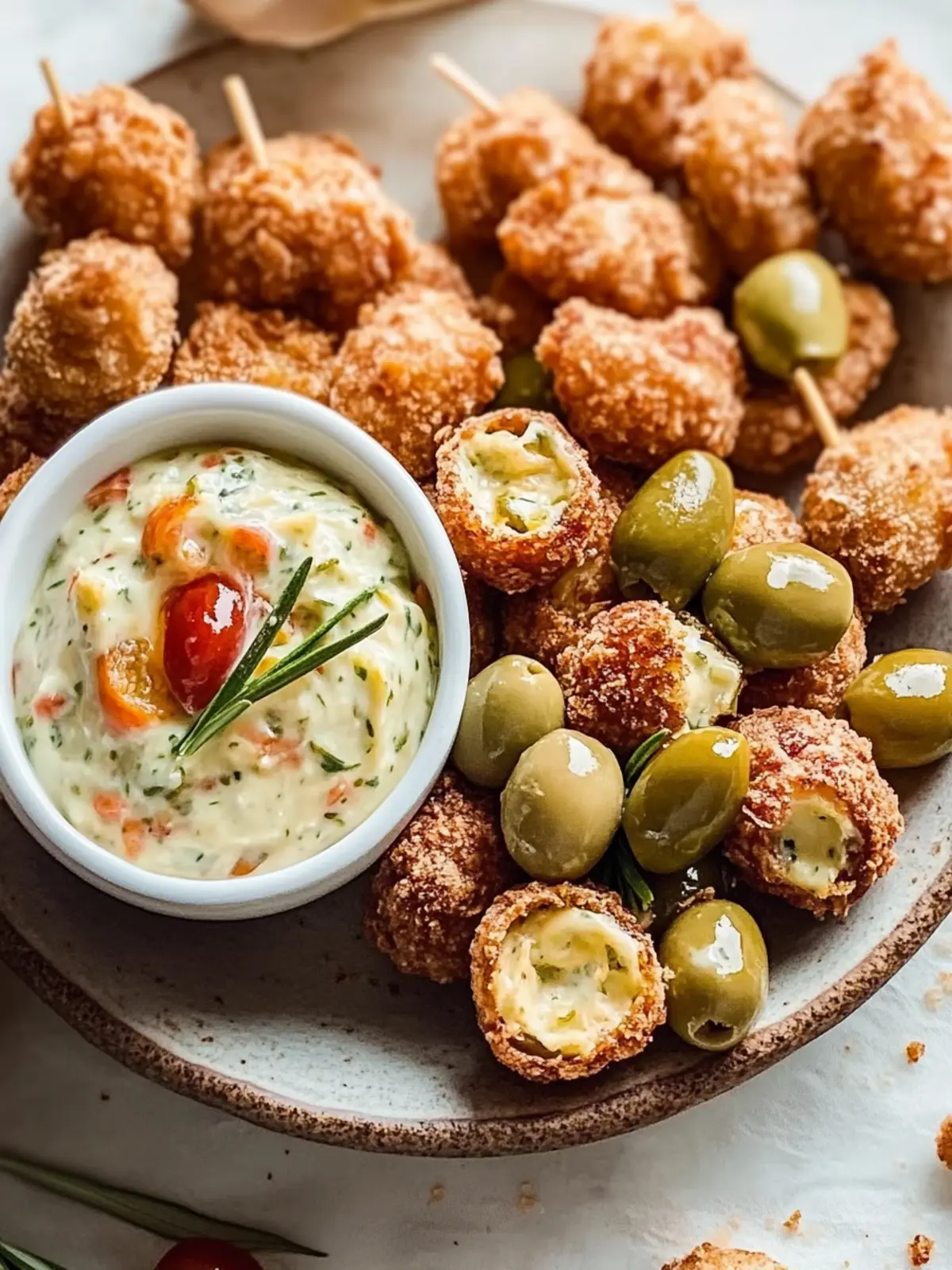 Crispy Pimento-Käse-frittierte Oliven für jede Feier 2 Pimento-Käse-frittierte Oliven