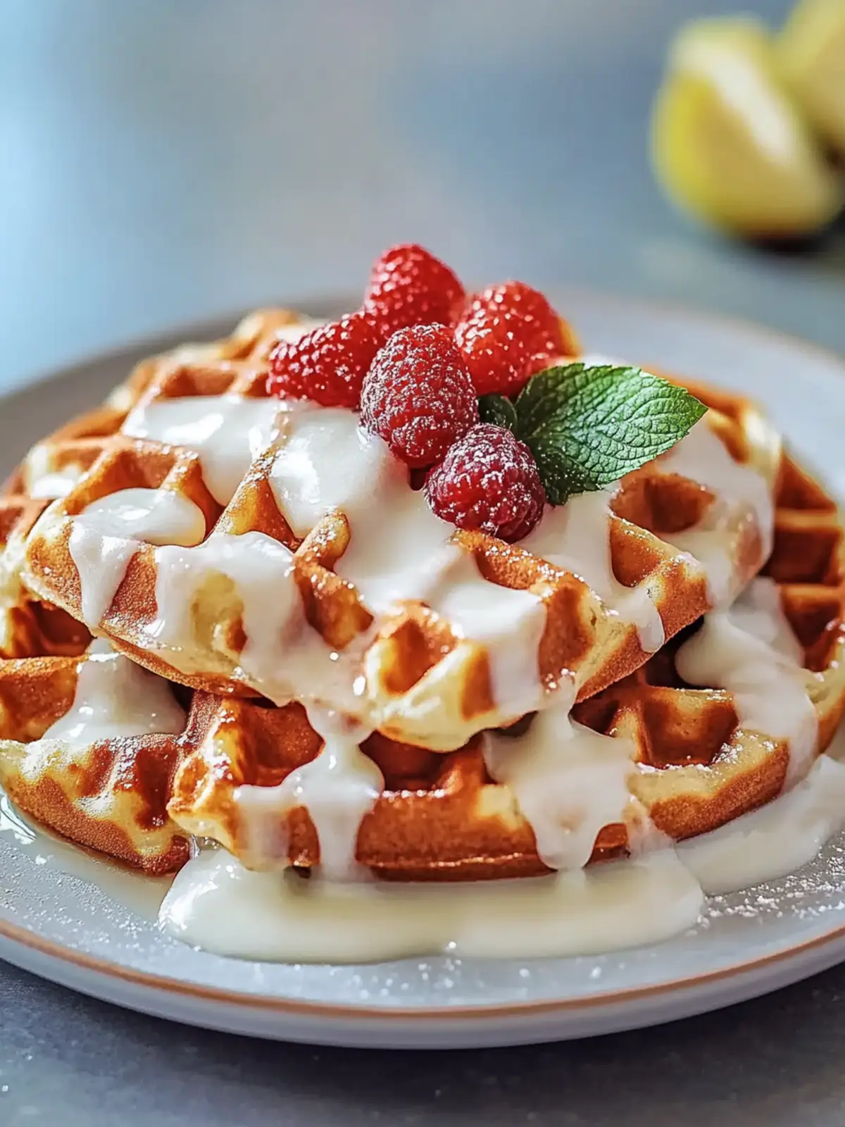Zimtschnecken-Waffeln mit Frischkäse-Glasur