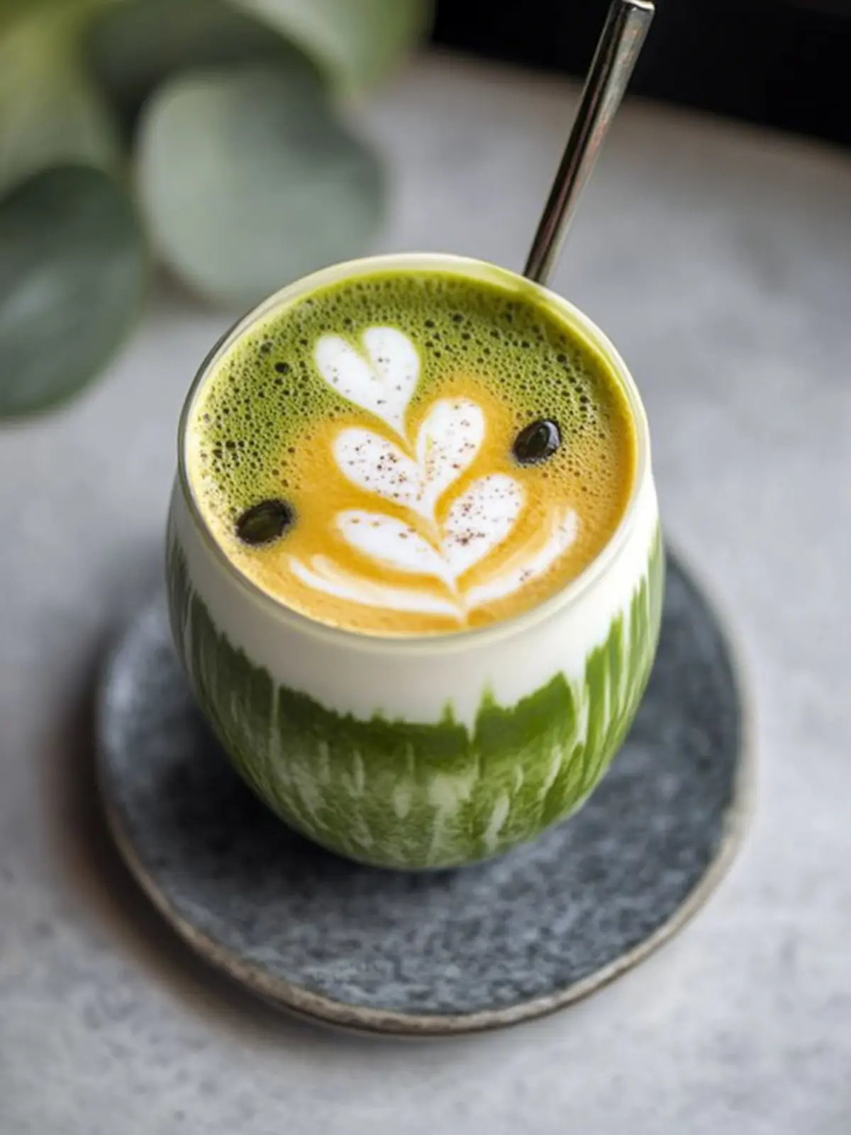 Eisige Mango Matcha Latte