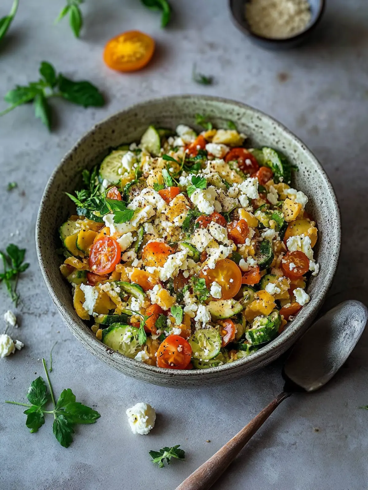 Erfrischender Kichererbsensalat mit Feta für heiße Tage 4 Kichererbsensalat mit Feta