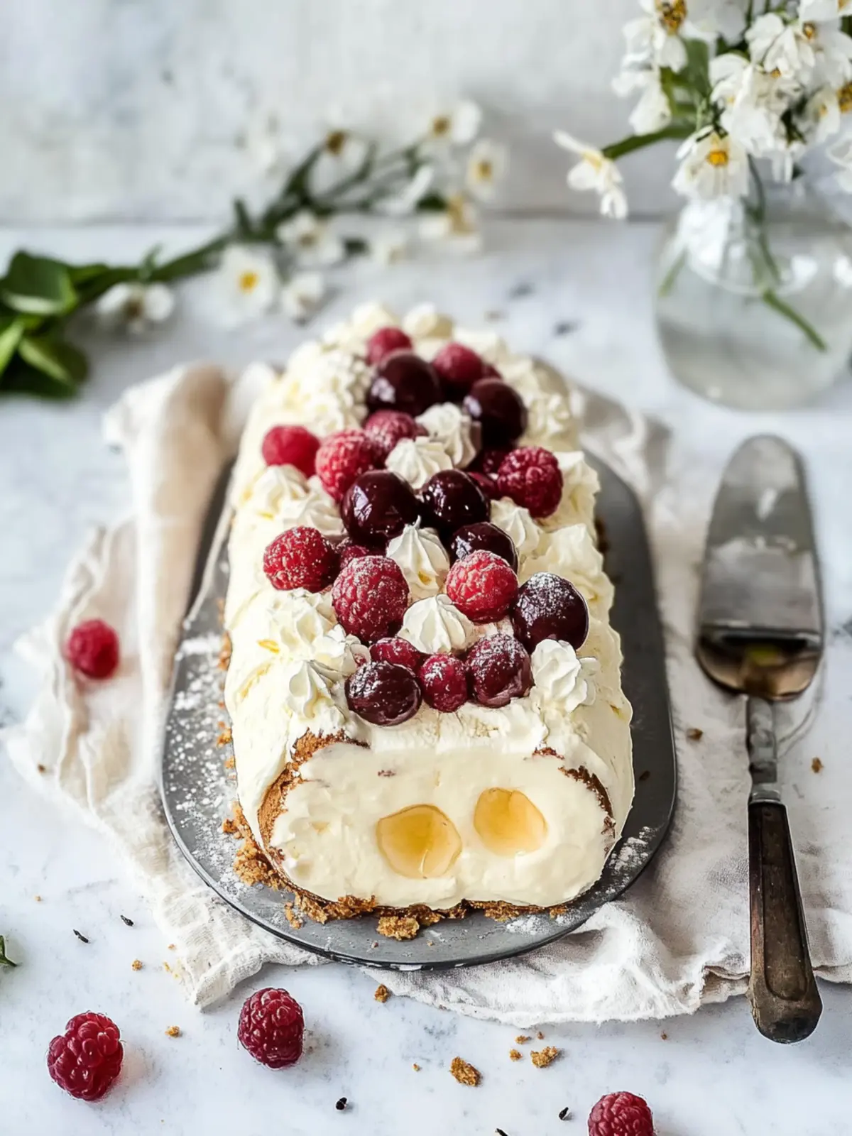 Donauwellen-Biskuitrolle: Der cremige Genuss für Feinschmecker 4 Donauwellen-Biskuitrolle