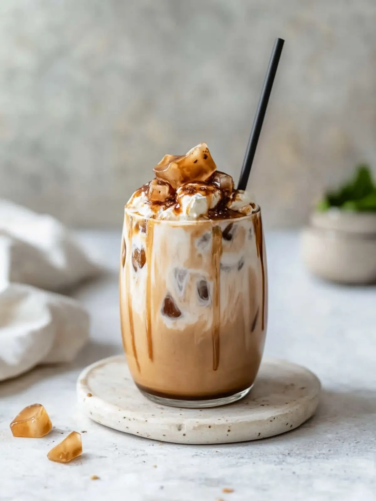 Einfache hausgemachte Karamell-Eiskaffee