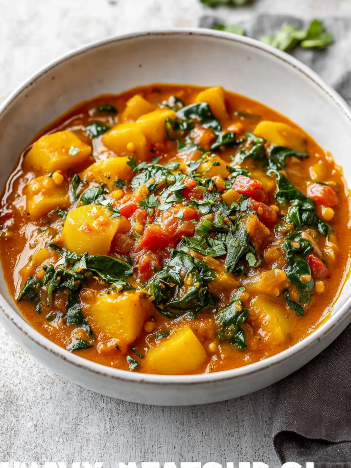 Veganes Kartoffelcurry mit Spinat und Erbsen in 40 Minuten 4 Veganes Kartoffelcurry mit Spinat und Erbsen