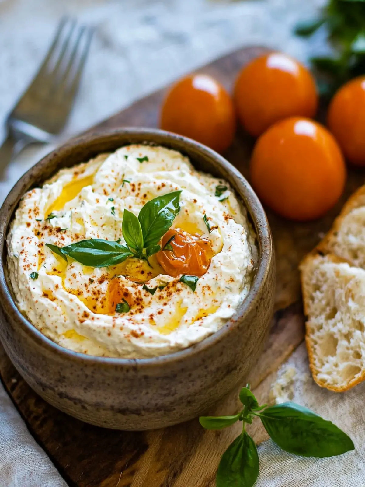 Feta-Quark-Dip mit getrockneten Tomaten