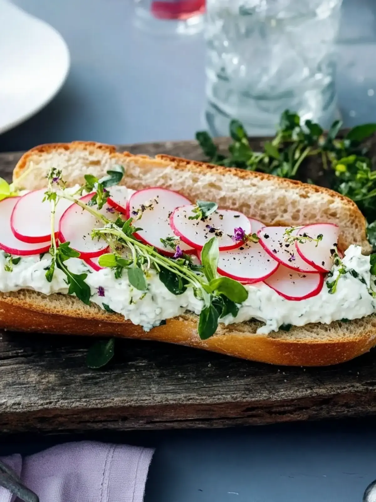 Frischkäse-Sandwich mit Radieschen und Kresse für Genussmomente 2 Frischkäse-Sandwich mit Radieschen und Kresse